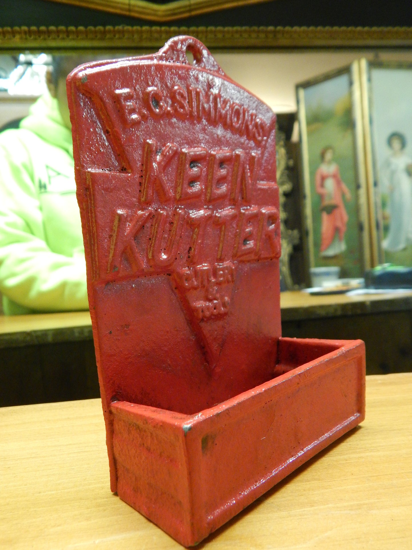 Cast Iron Match Box Holder - "Keen Kutter Cutlery & Tools" E.C Simmons-Jantiques LLC.