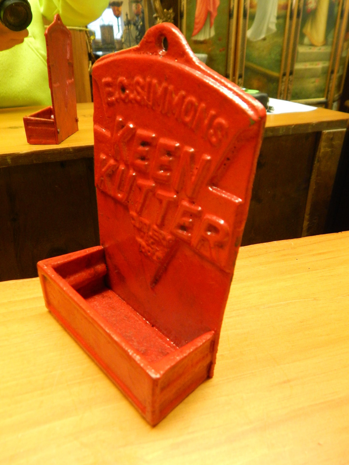 Cast Iron Match Box Holder - "Keen Kutter Cutlery & Tools" E.C Simmons-Jantiques LLC.