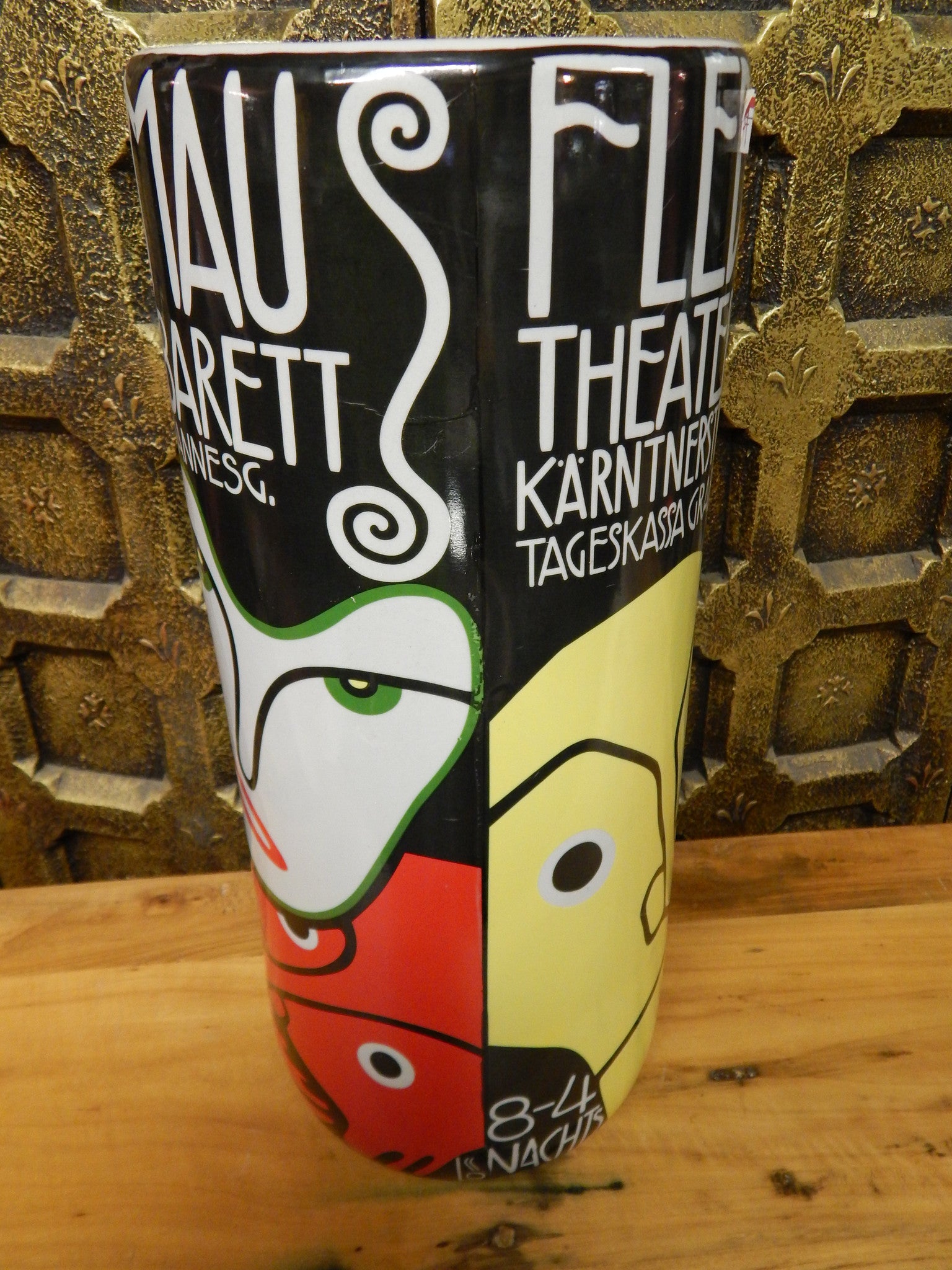 Umbrella Stand Porcelain - French Fledermaus Kabarett Switz Advertising-Jantiques LLC.