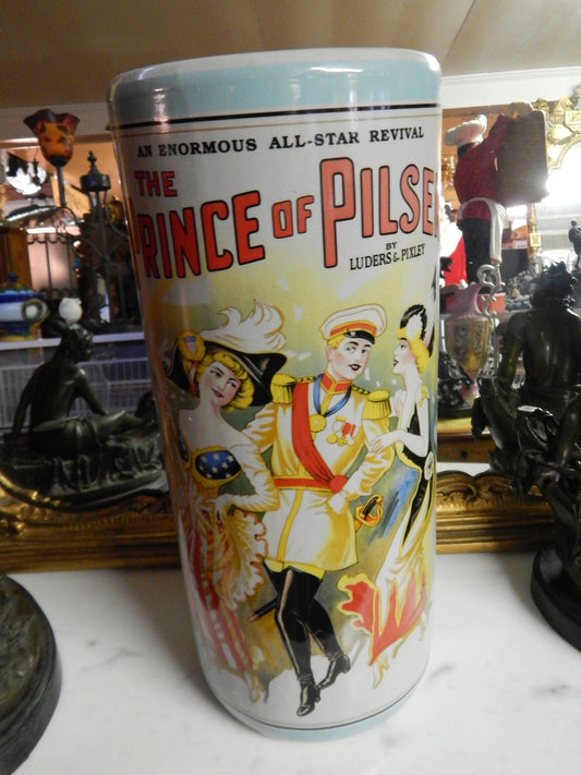 Umbrella Stand Porcelain - French Prince of Pilsen Theatre Advertising-Jantiques LLC.