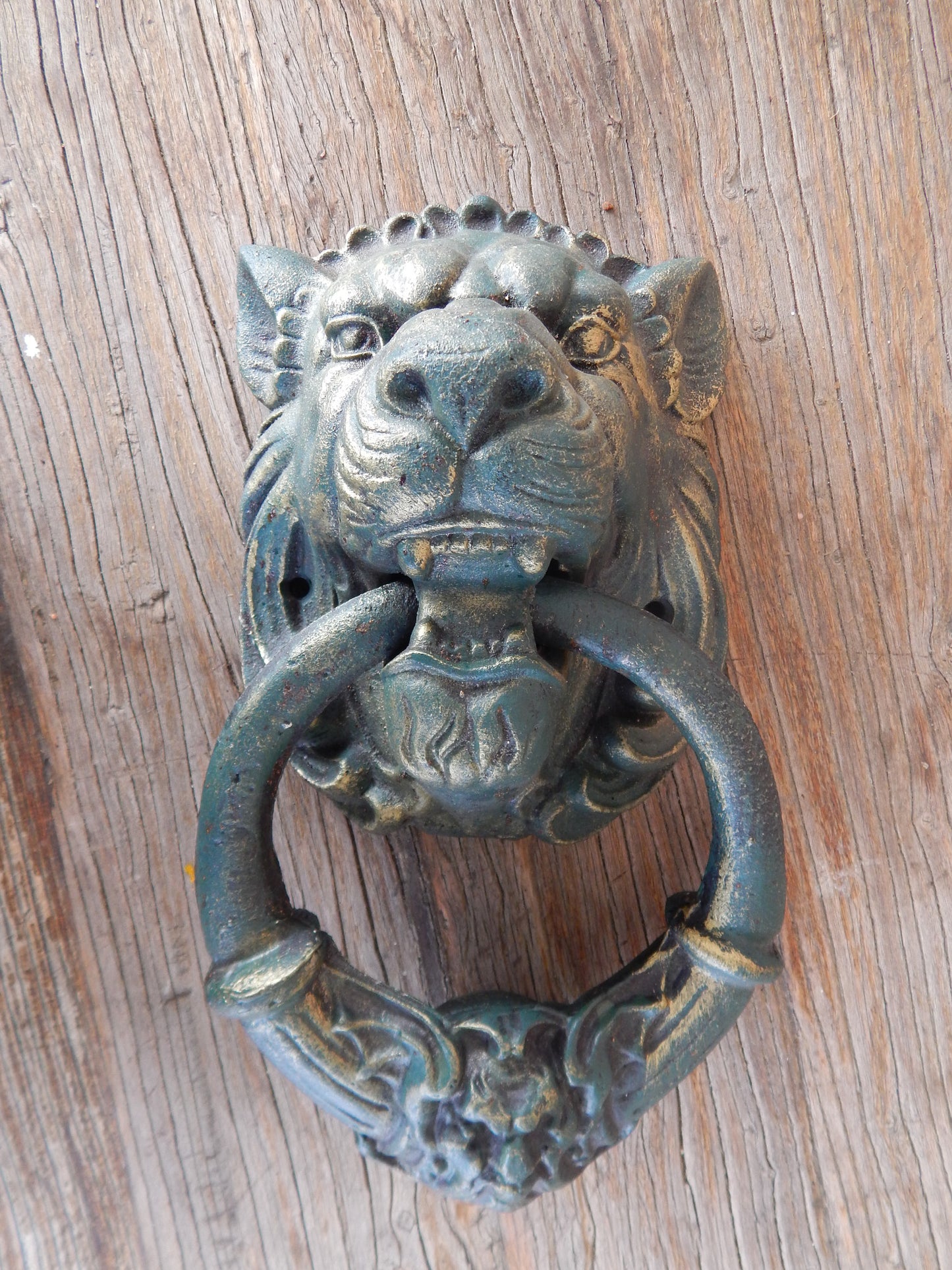 Lion Door Knocker -Cast Iron Gothic Lion Head-Jantiques LLC.