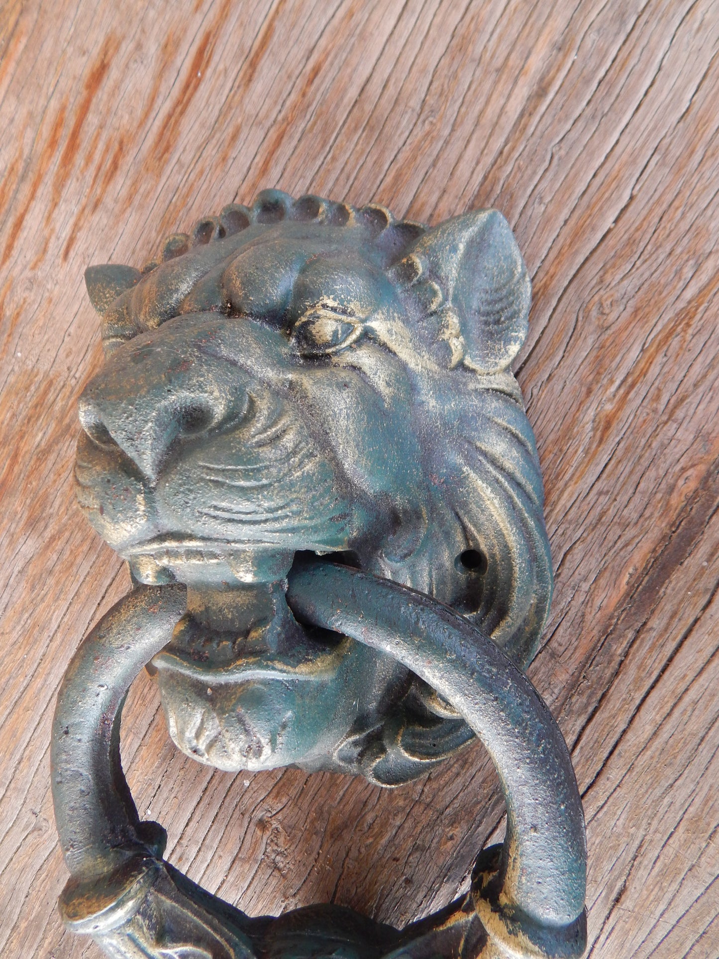 Lion Door Knocker -Cast Iron Gothic Lion Head-Jantiques LLC.