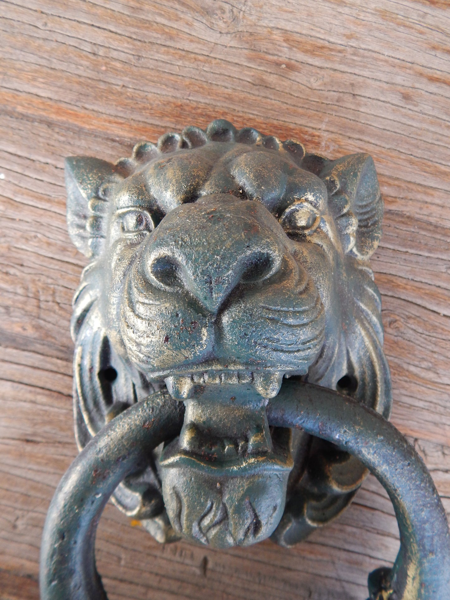 Lion Door Knocker -Cast Iron Gothic Lion Head-Jantiques LLC.