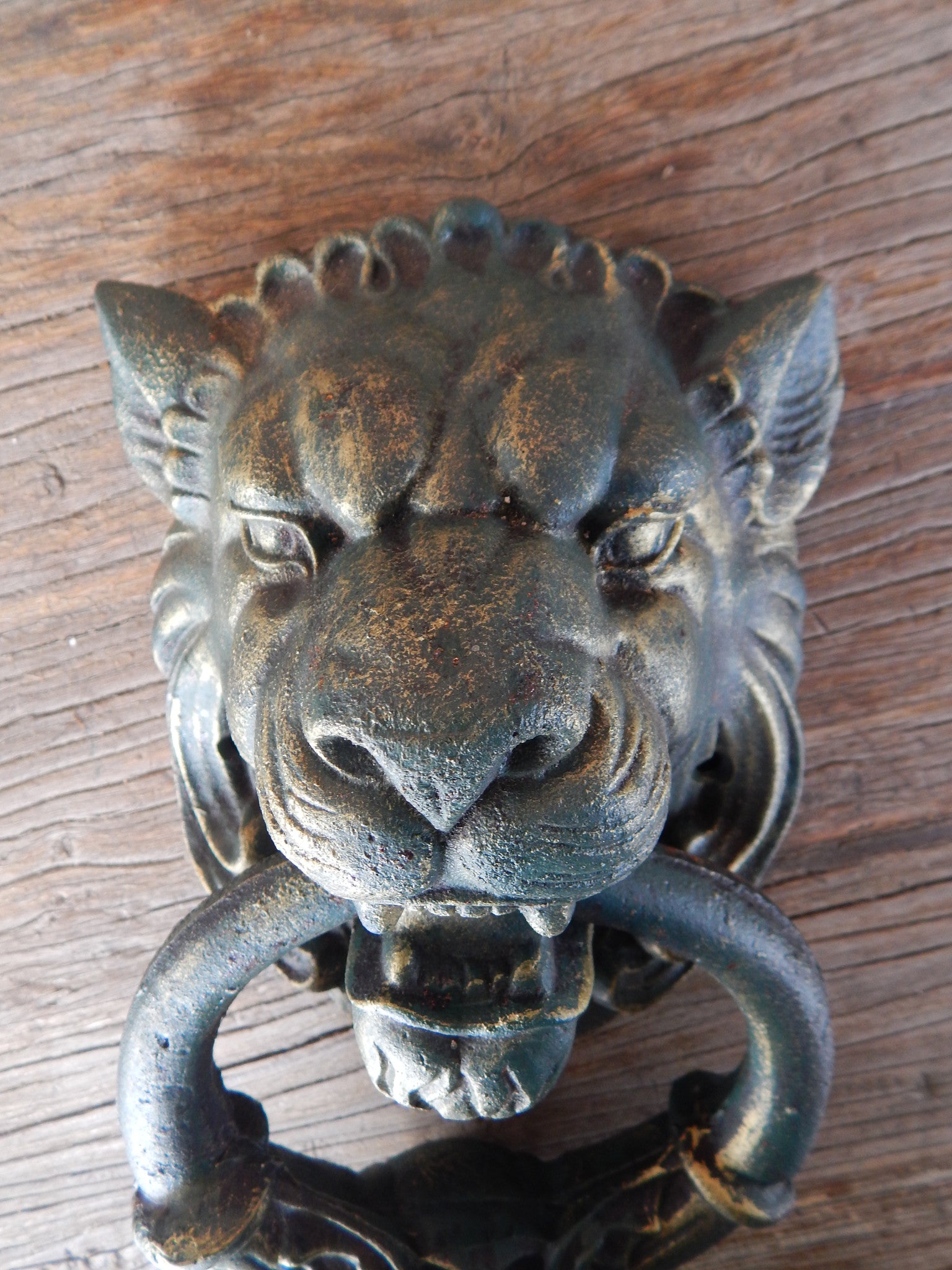 Lion Door Knocker -Cast Iron Gothic Lion Head-Jantiques LLC.