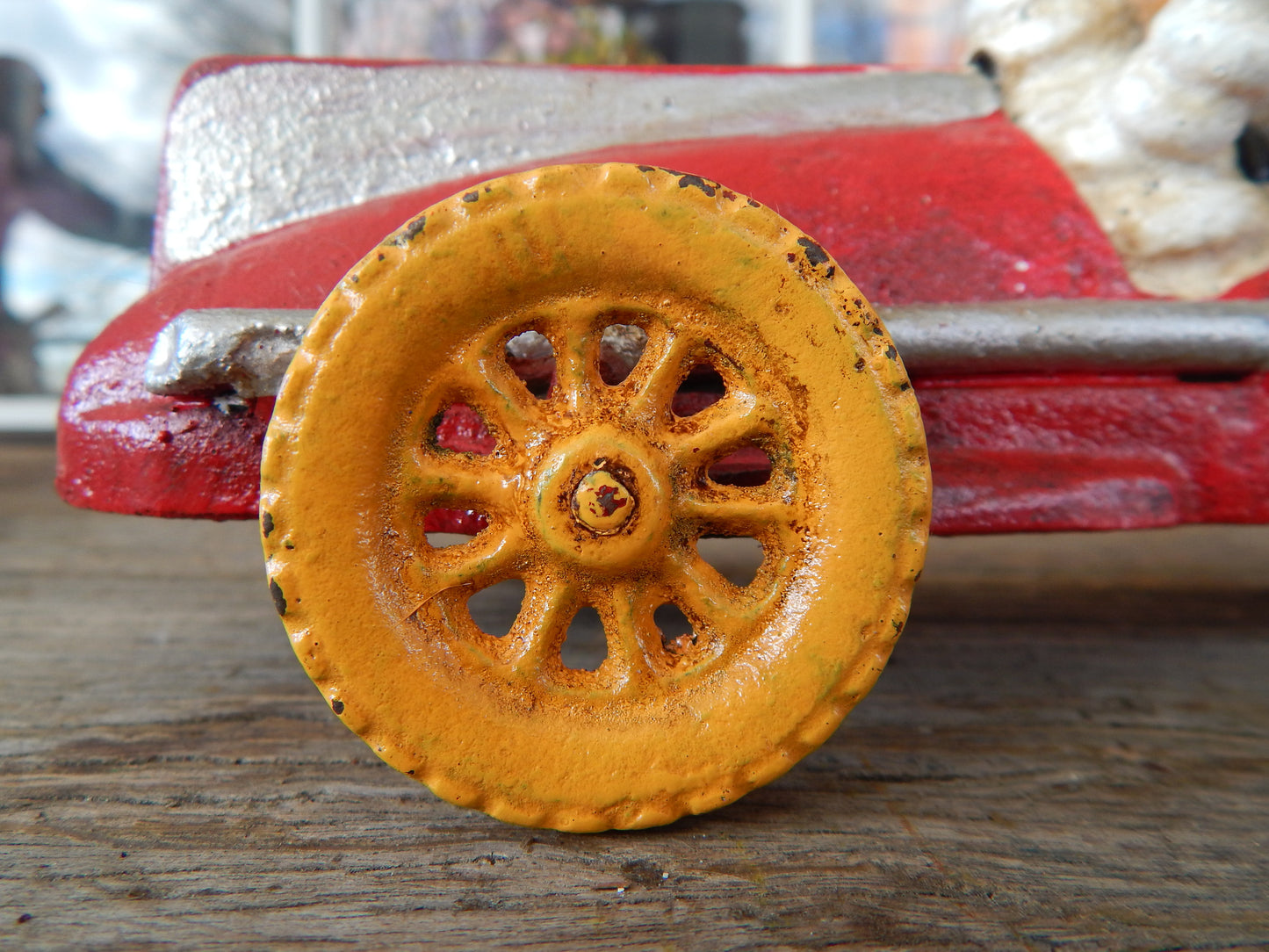 Michelin Figurine - Cast Iron Michelin Tire Advertising Red Race Car Toy-Jantiques LLC.