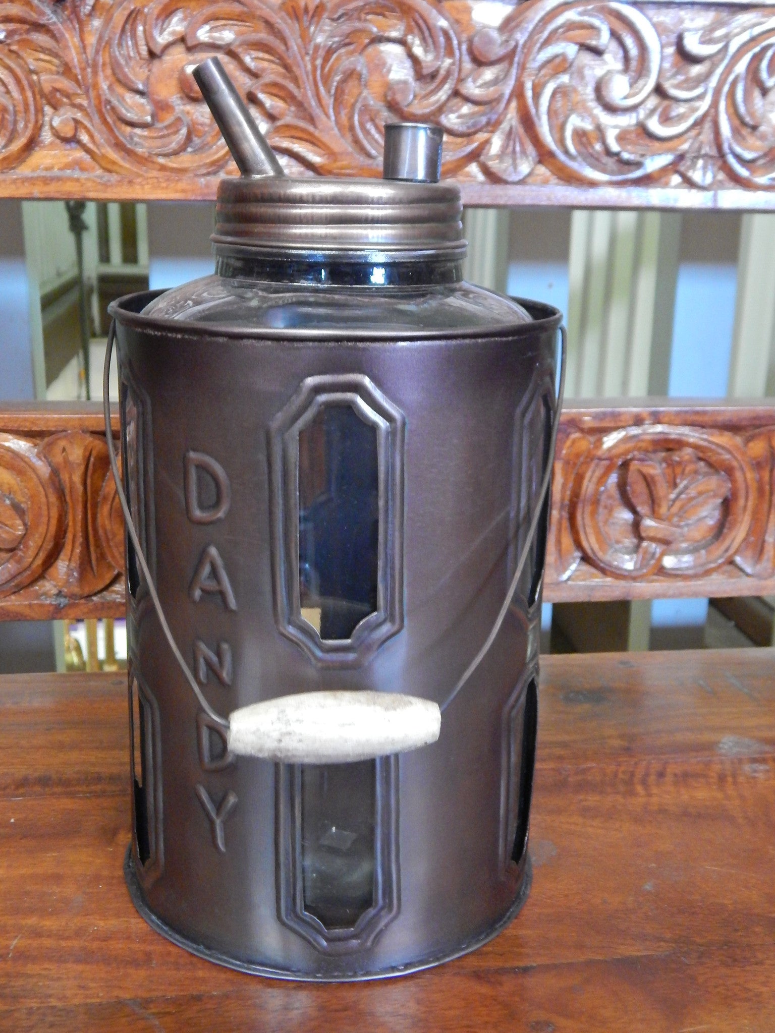 Metal Tin - Dandy Kerosene Oil Filler Can Blown Jug-Jantiques LLC.