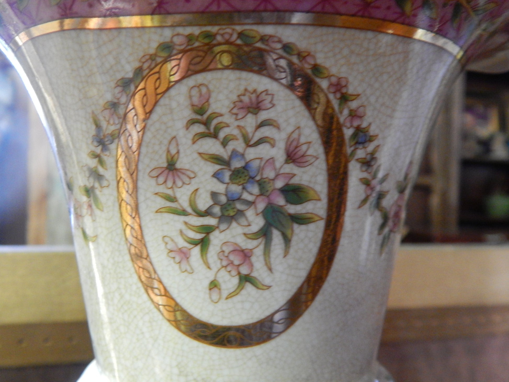 Sevres Porcelain- Pink Cornucopia Vase French w/Gilt Bronze Ormolu God/Neptune-Jantiques LLC.