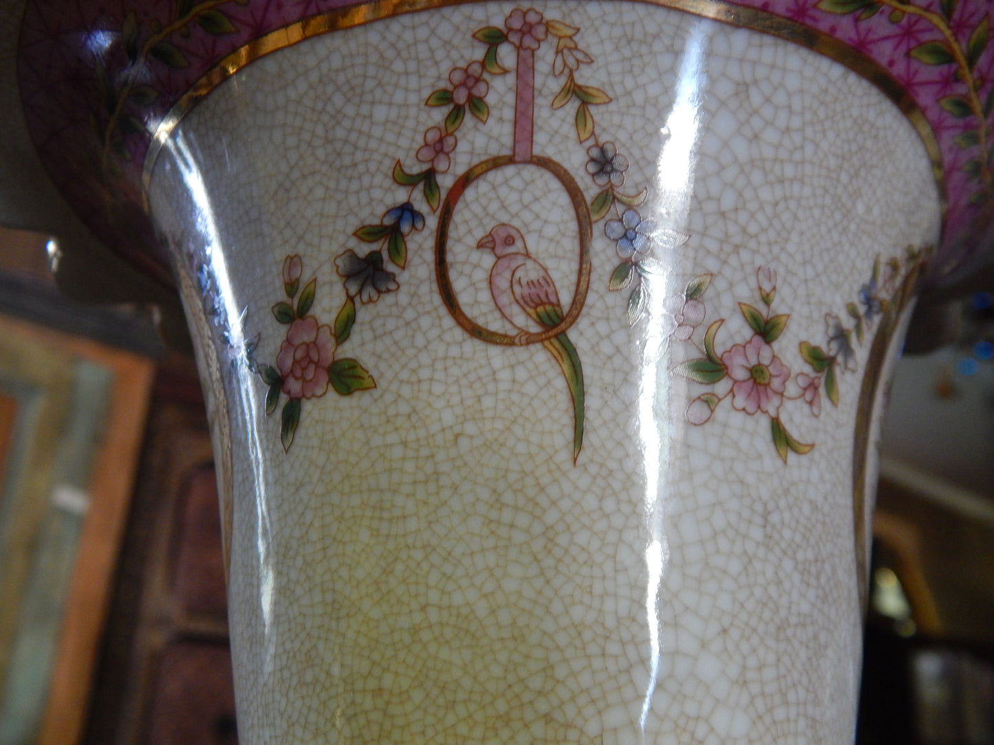 Sevres Porcelain- Pink Cornucopia Vase French w/Gilt Bronze Ormolu God/Neptune-Jantiques LLC.