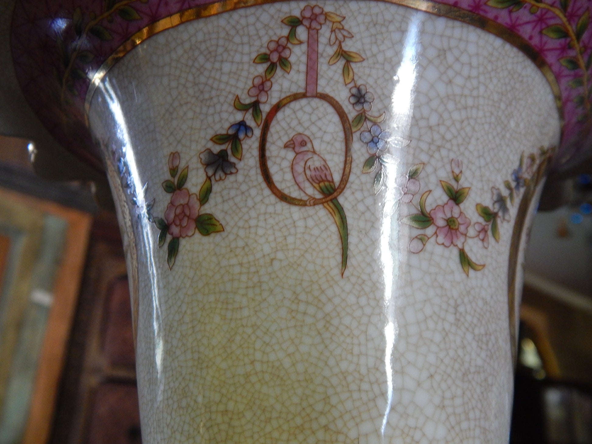 Sevres Porcelain- Pink Cornucopia Vase French w/Gilt Bronze Ormolu God/Neptune-Jantiques LLC.