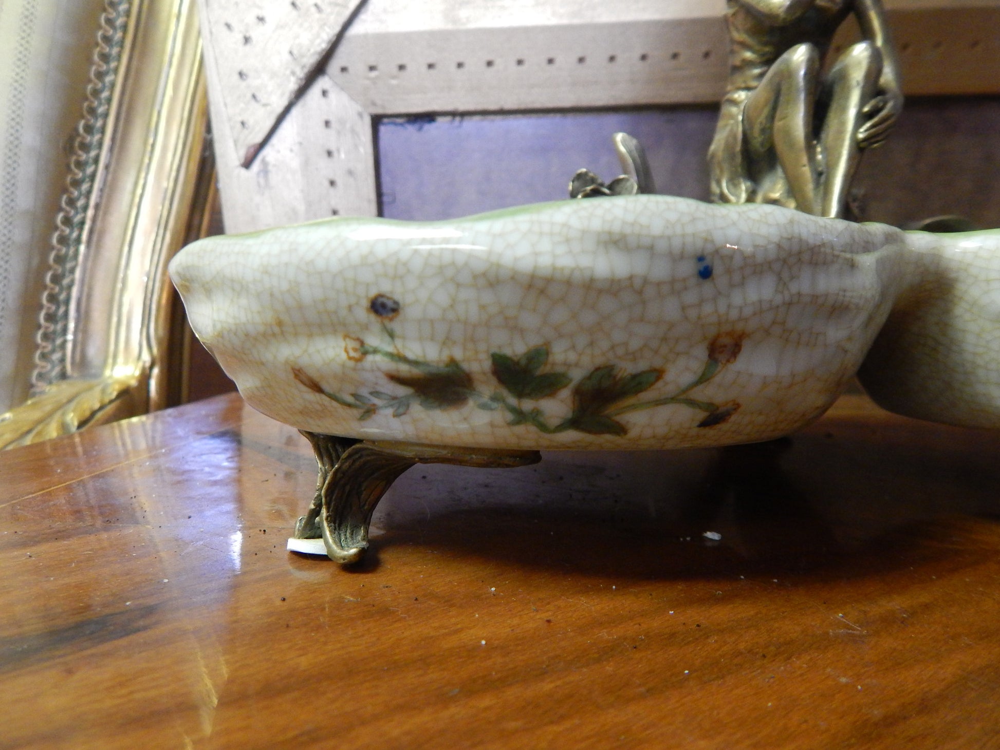 Sevres Porcelain - Blue Bowls French w/ Gilt Bronze Ormolu Lady-Jantiques LLC.