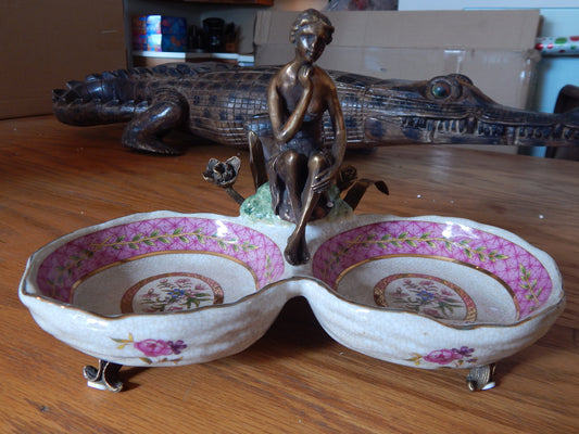 Sevres Porcelain - Pink Bowls French w/ Gilt Bronze Ormolu Lady-Jantiques LLC.