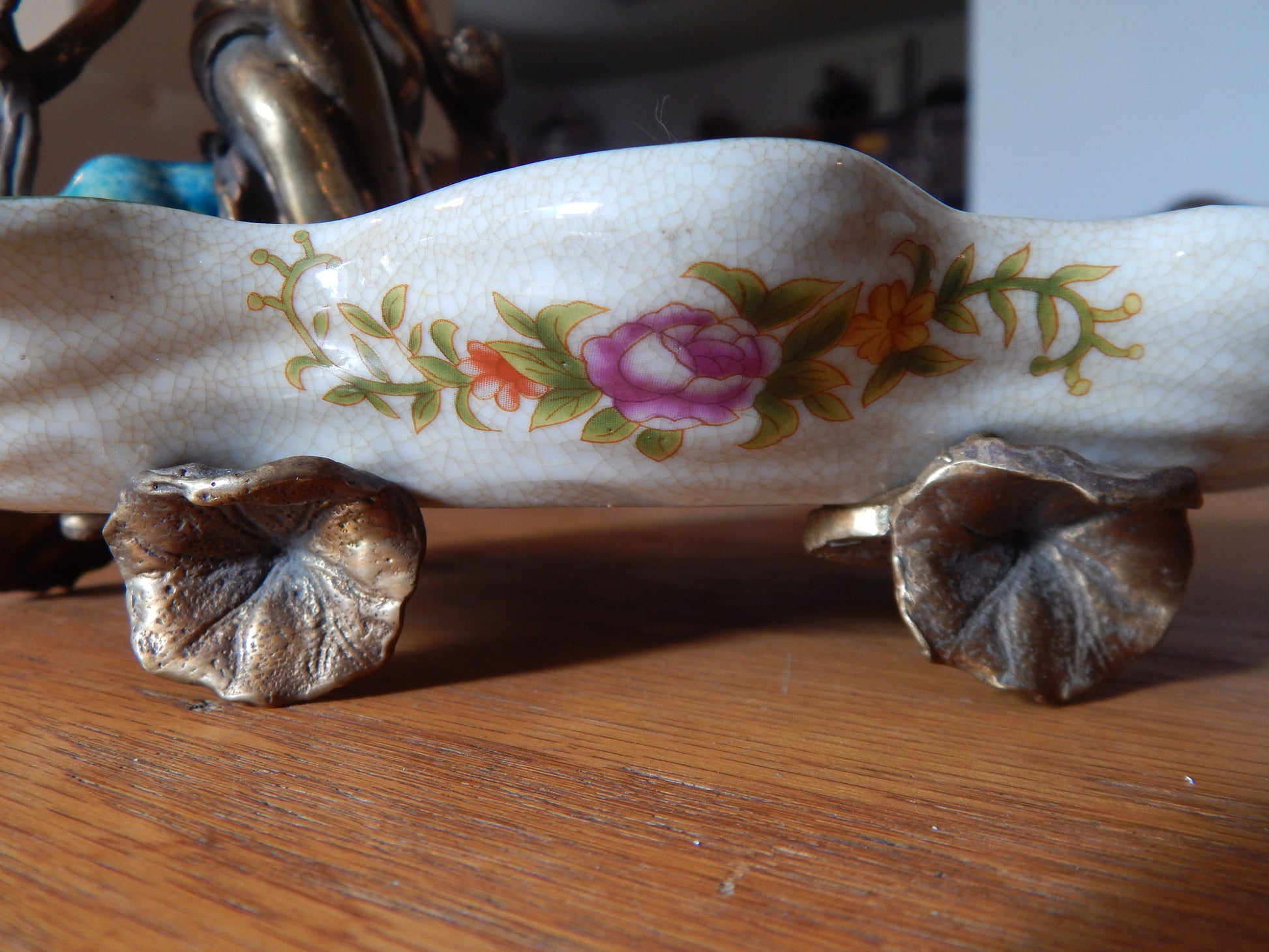 Sevres Porcelain - Blue Dish French w/ Gilt Bronze Ormolu Lady Sitting-Jantiques LLC.