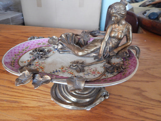 Sevres Porcelain - Pink Gilt Bronze Ormolu Lady with Flowers-Jantiques LLC.