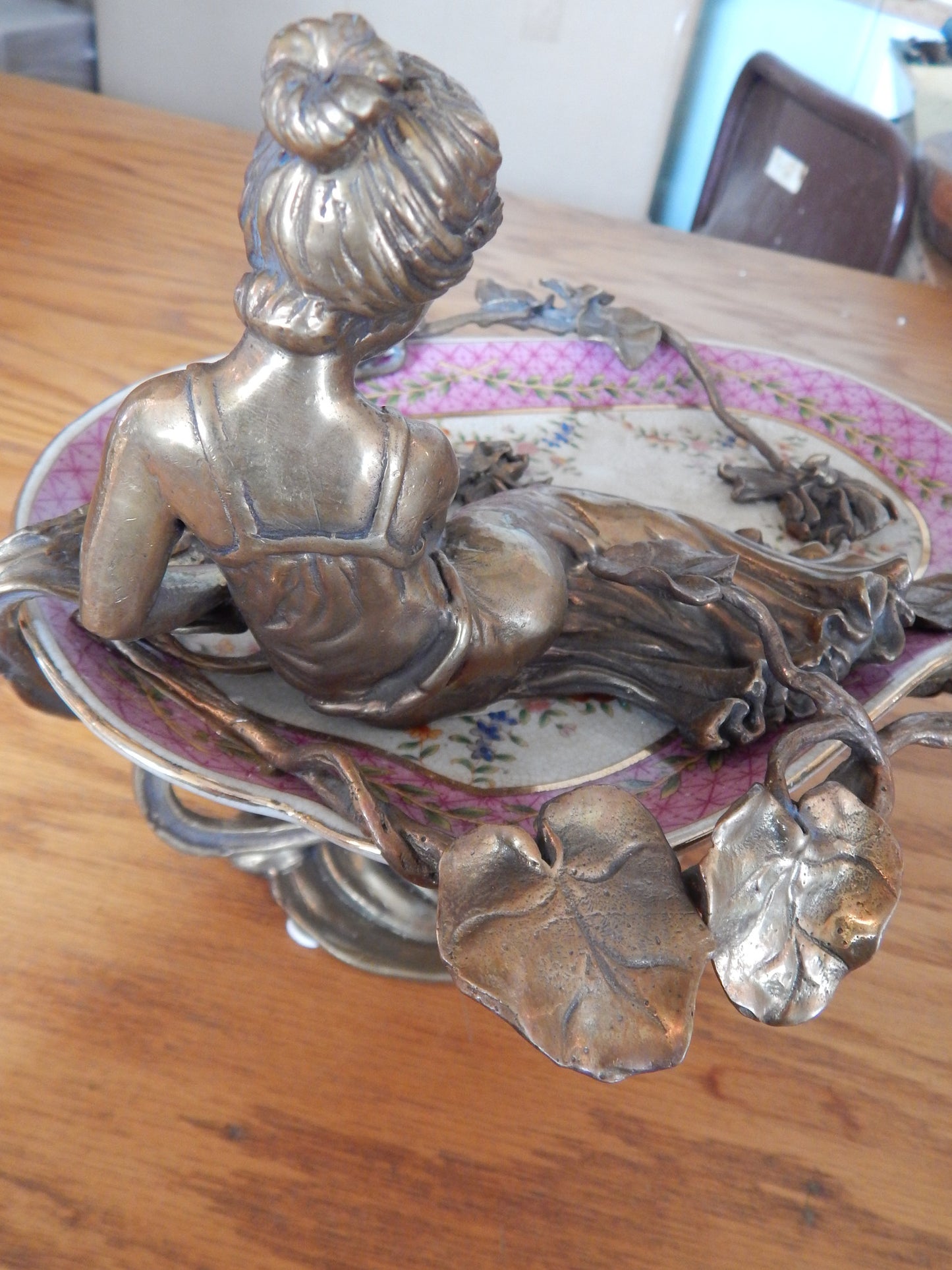 Sevres Porcelain - Pink Gilt Bronze Ormolu Lady with Flowers-Jantiques LLC.