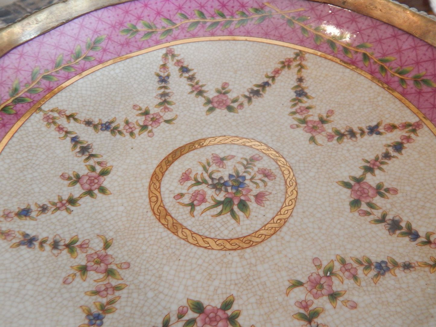 Sevres Porcelain - Pink Bowl French w/ Gilt Bronze Ormolu Cherub on Snail-Jantiques LLC.