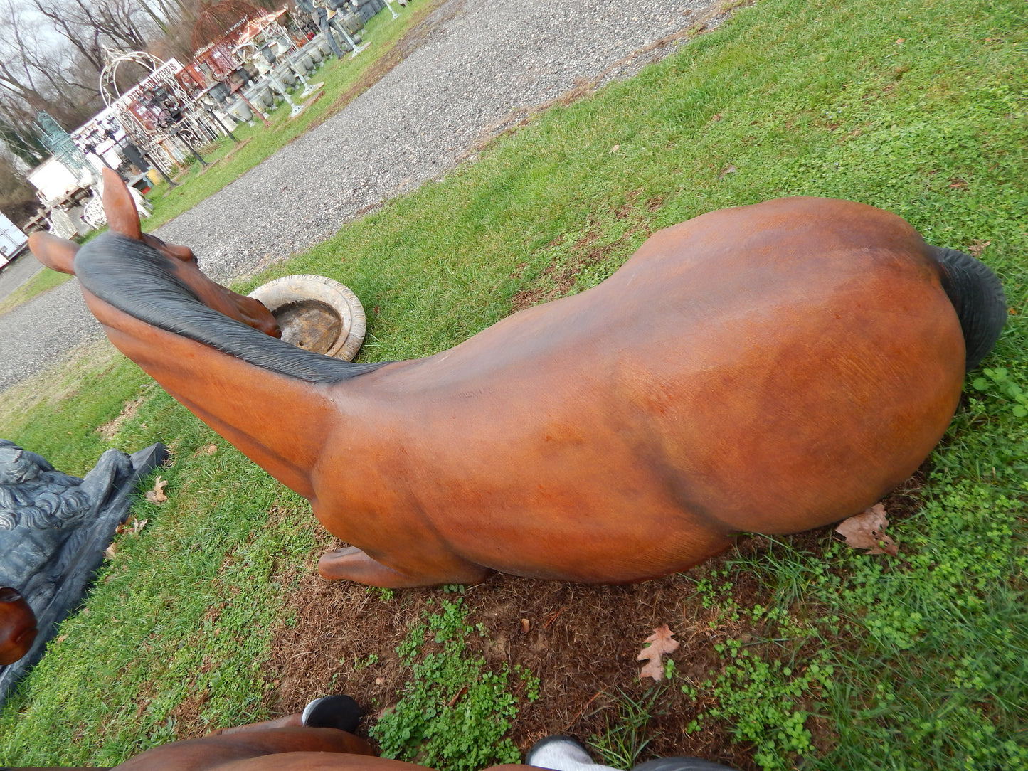 Lying Down Horse Display Statue-Jantiques LLC.