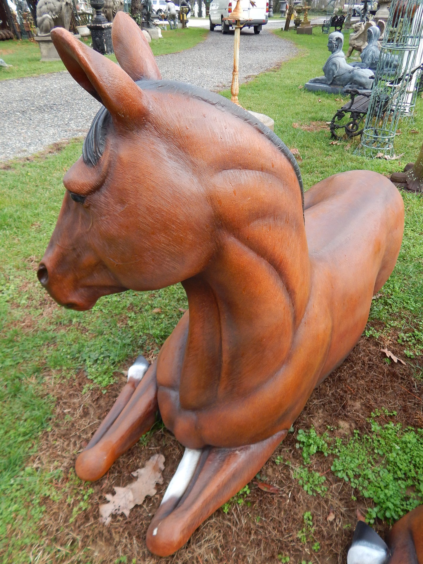 Lying Down Horse Display Statue-Jantiques LLC.