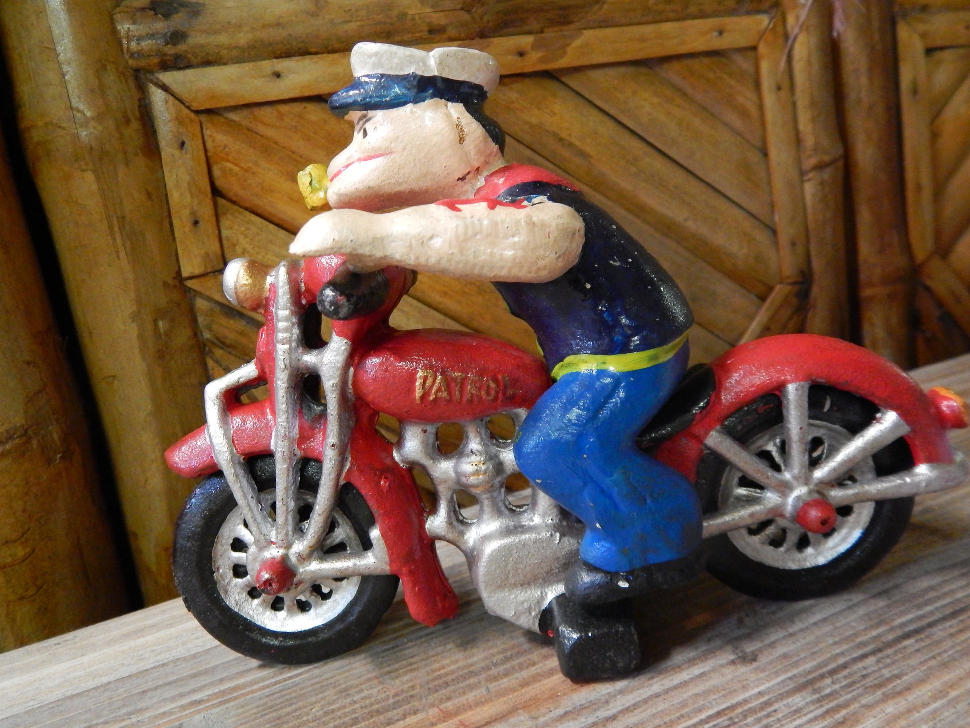 Cast Iron Figurine - Popeye Motorcycle Patrol-Jantiques LLC.