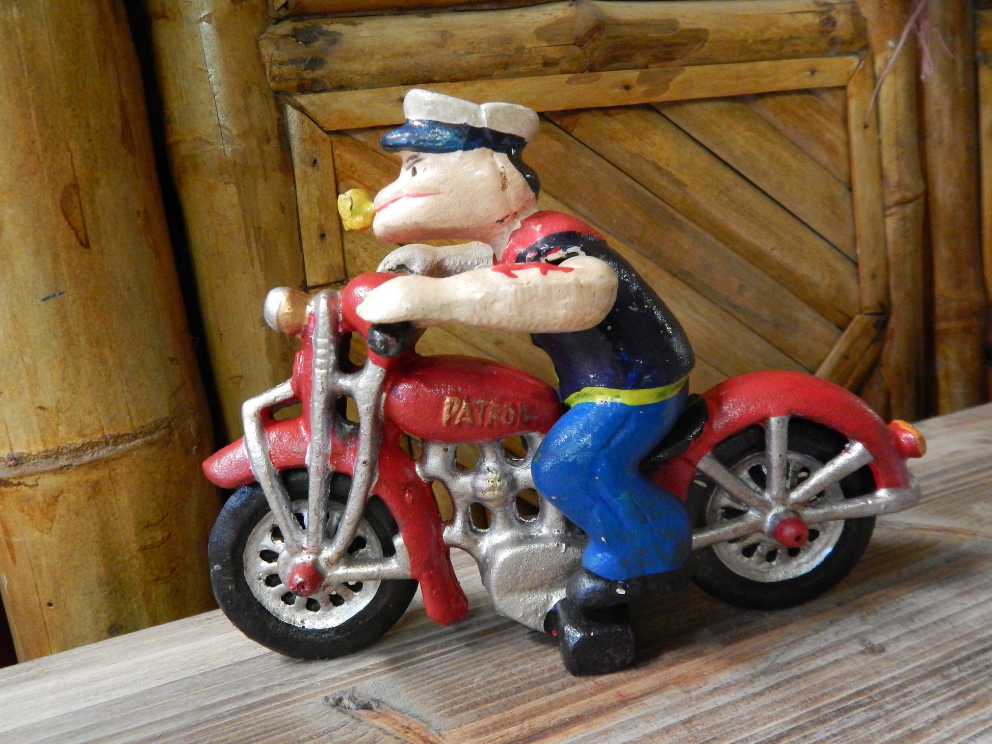 Cast Iron Figurine - Popeye Motorcycle Patrol-Jantiques LLC.