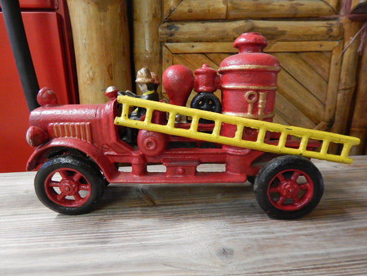 Cast Iron Fire Truck - Hubley Fire Engine-Jantiques LLC.