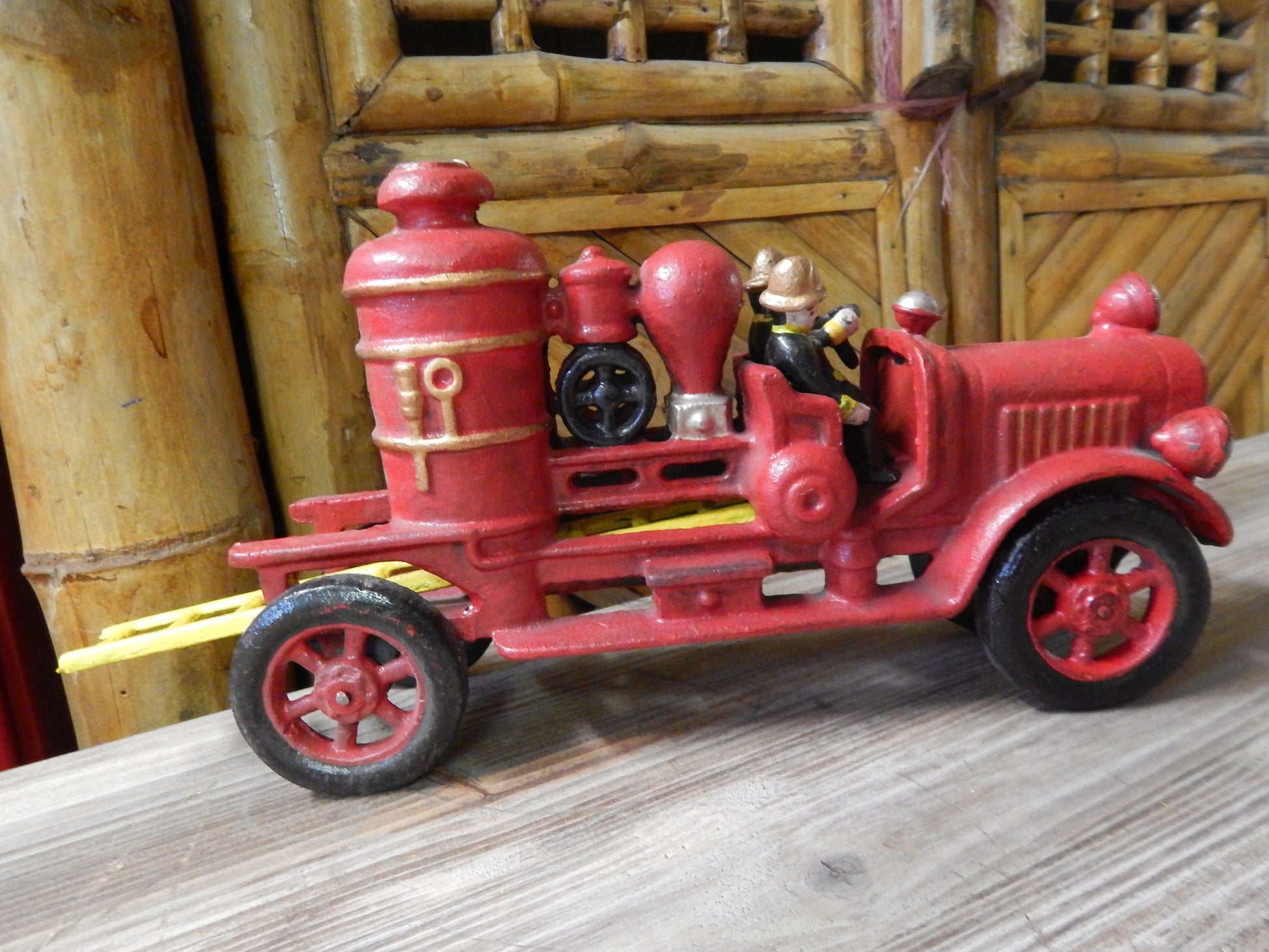 Cast Iron Fire Truck - Hubley Fire Engine-Jantiques LLC.