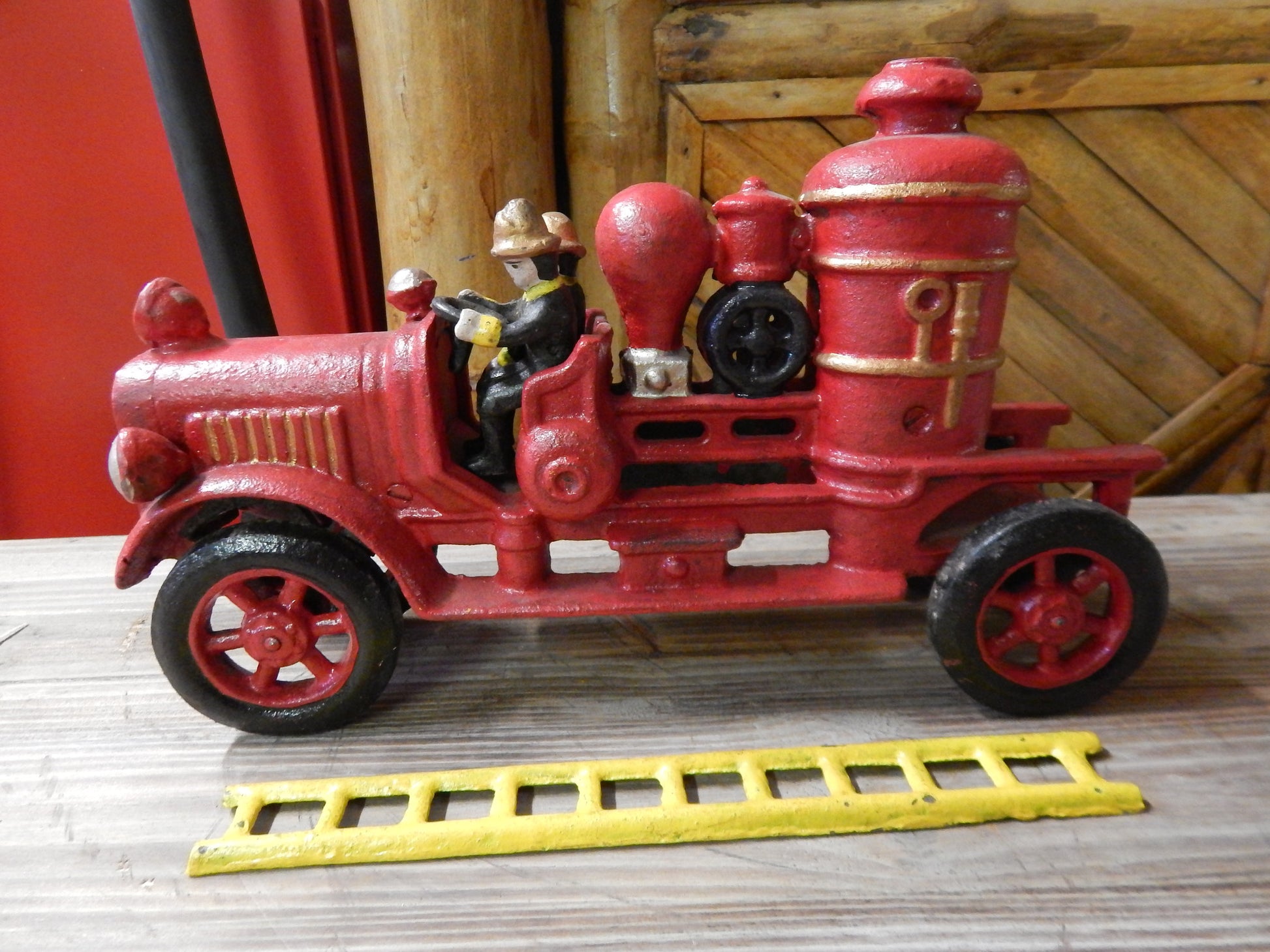 Cast Iron Fire Truck - Hubley Fire Engine-Jantiques LLC.