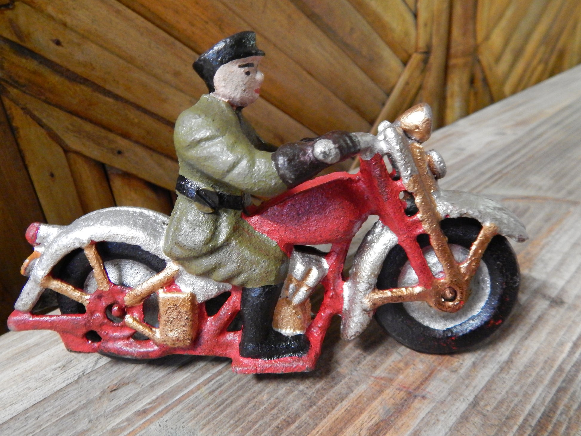 Cast Iron Figurine - Hubley Motorcycle Patrol-Jantiques LLC.