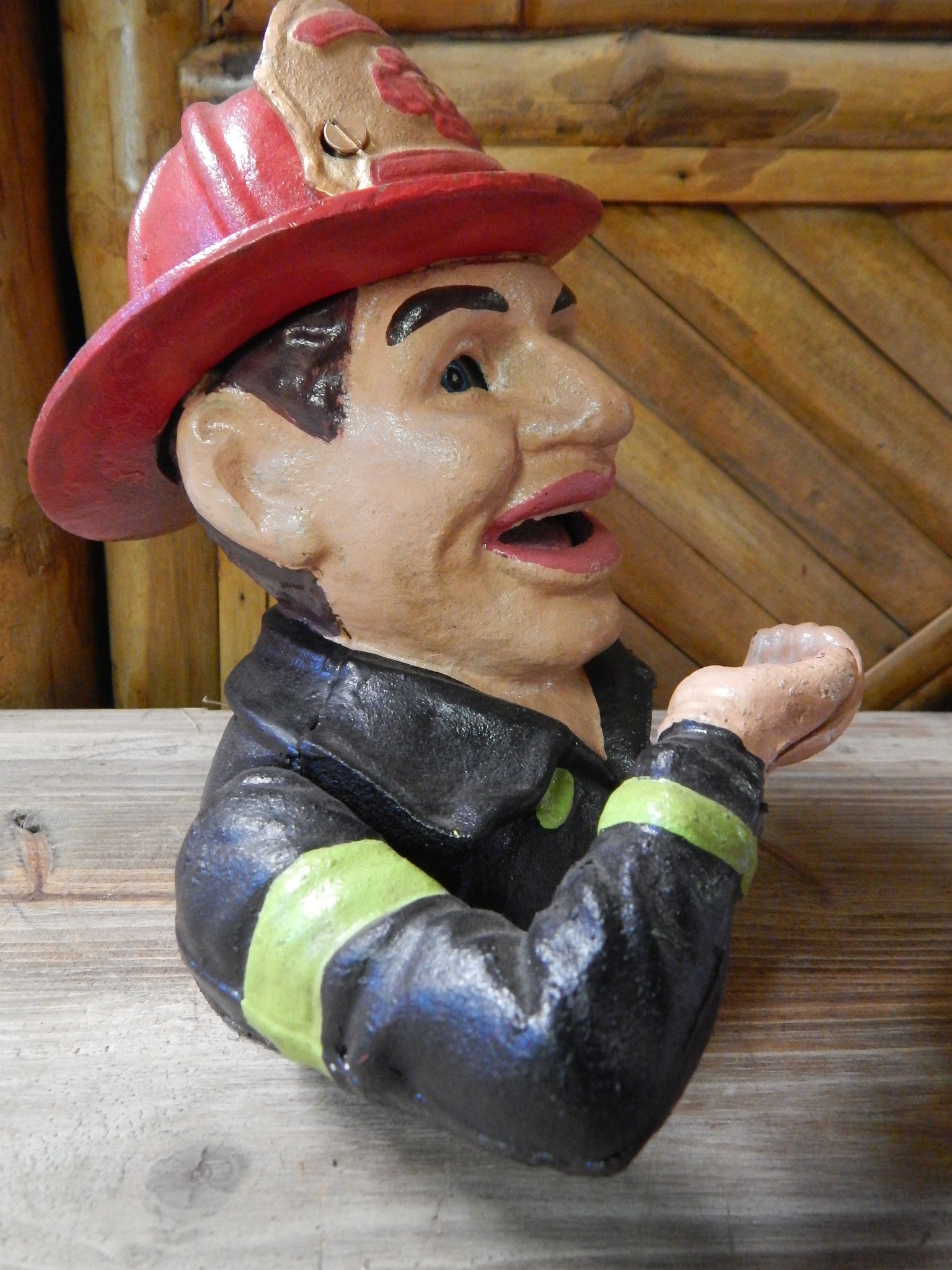 Fireman Cast Iron Mechanical Bank - Fire Man-Jantiques LLC.