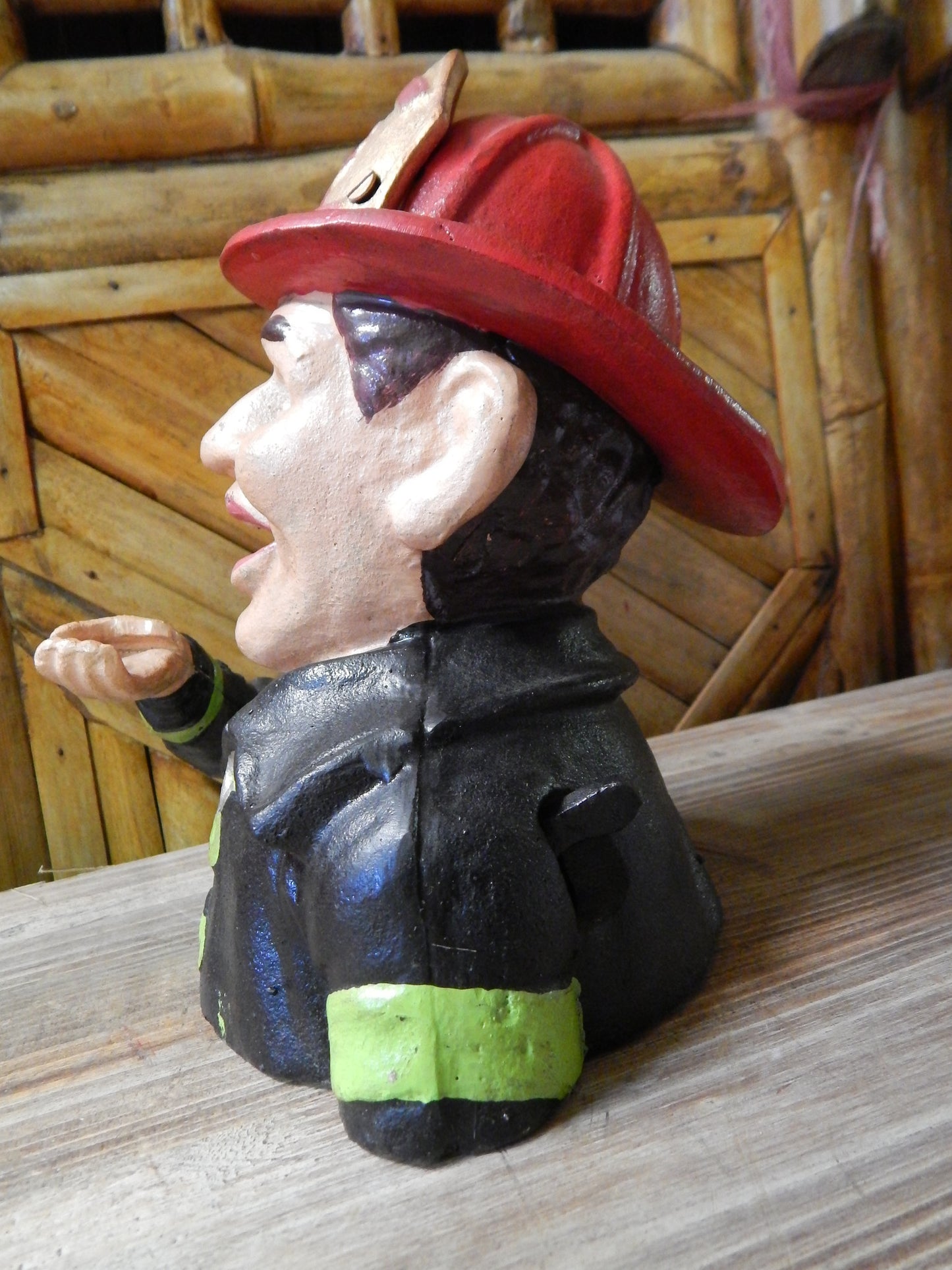 Fireman Cast Iron Mechanical Bank - Fire Man-Jantiques LLC.