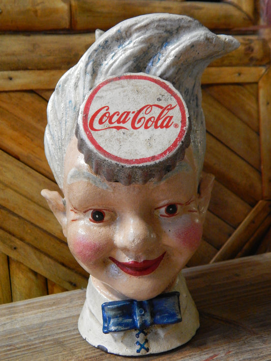 Coca Cola Cast Iron Bank - Coca-Cola "Coke Head"-Jantiques LLC.