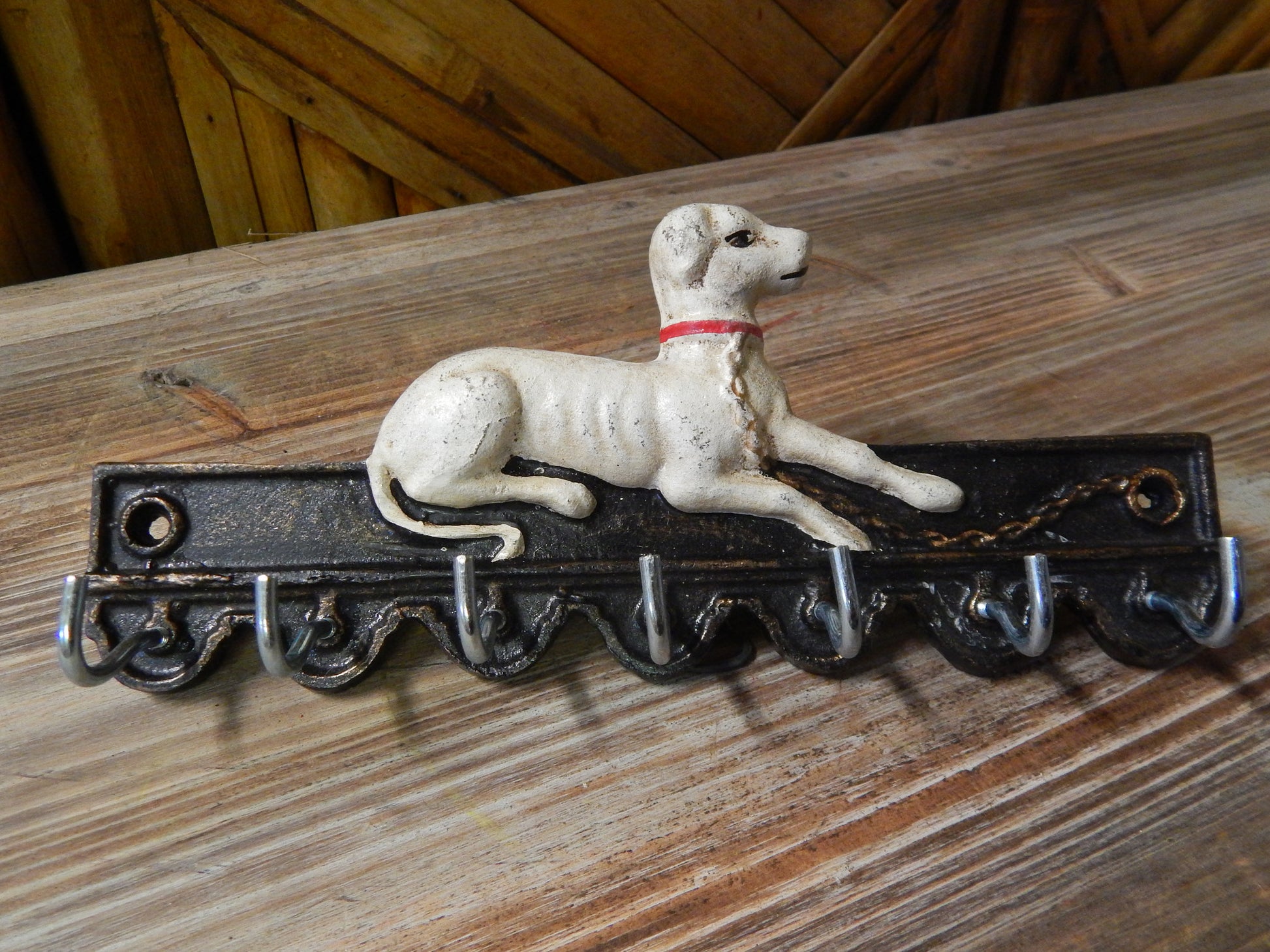 Key Holder Cast Iron - Dog 7 Key Hooks-Jantiques LLC.