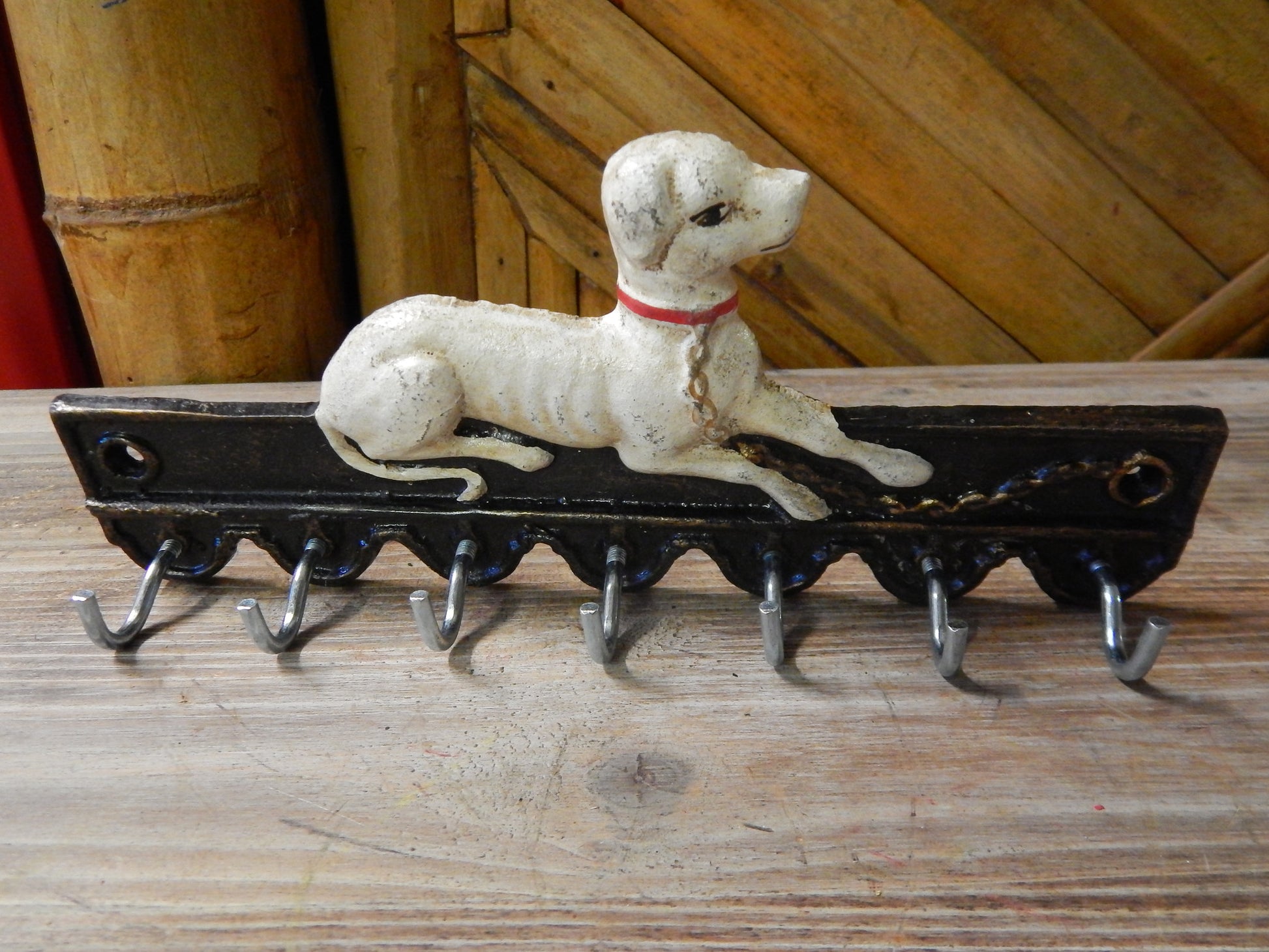 Key Holder Cast Iron - Dog 7 Key Hooks-Jantiques LLC.