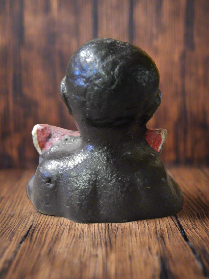 Americana Cast Iron Bank - Americana Boy's Head Eating Watermelon Paper Weight-Jantiques LLC.