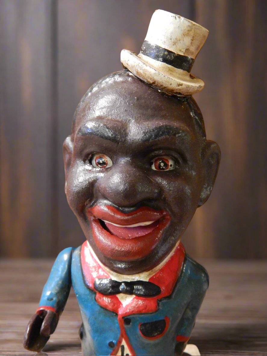 Cast Iron Mechanical Bank - Americana Stump Speaker-Jantiques LLC.