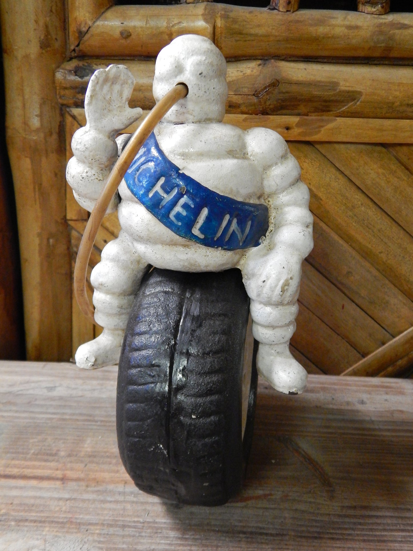 Michelin Figurine -Cast Iron Michelin Man Bibendum on Tire Advertising Piece-Jantiques LLC.