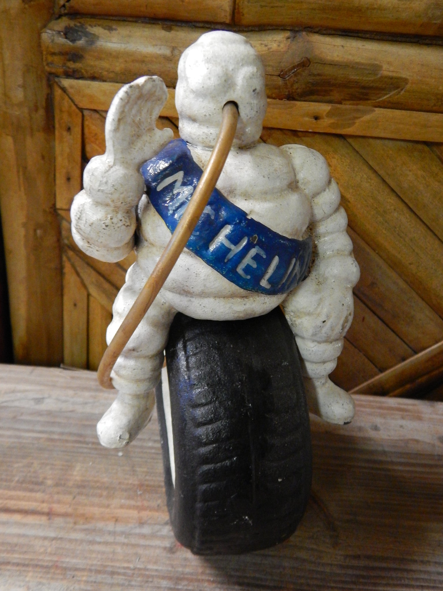 Michelin Figurine -Cast Iron Michelin Man Bibendum on Tire Advertising Piece-Jantiques LLC.