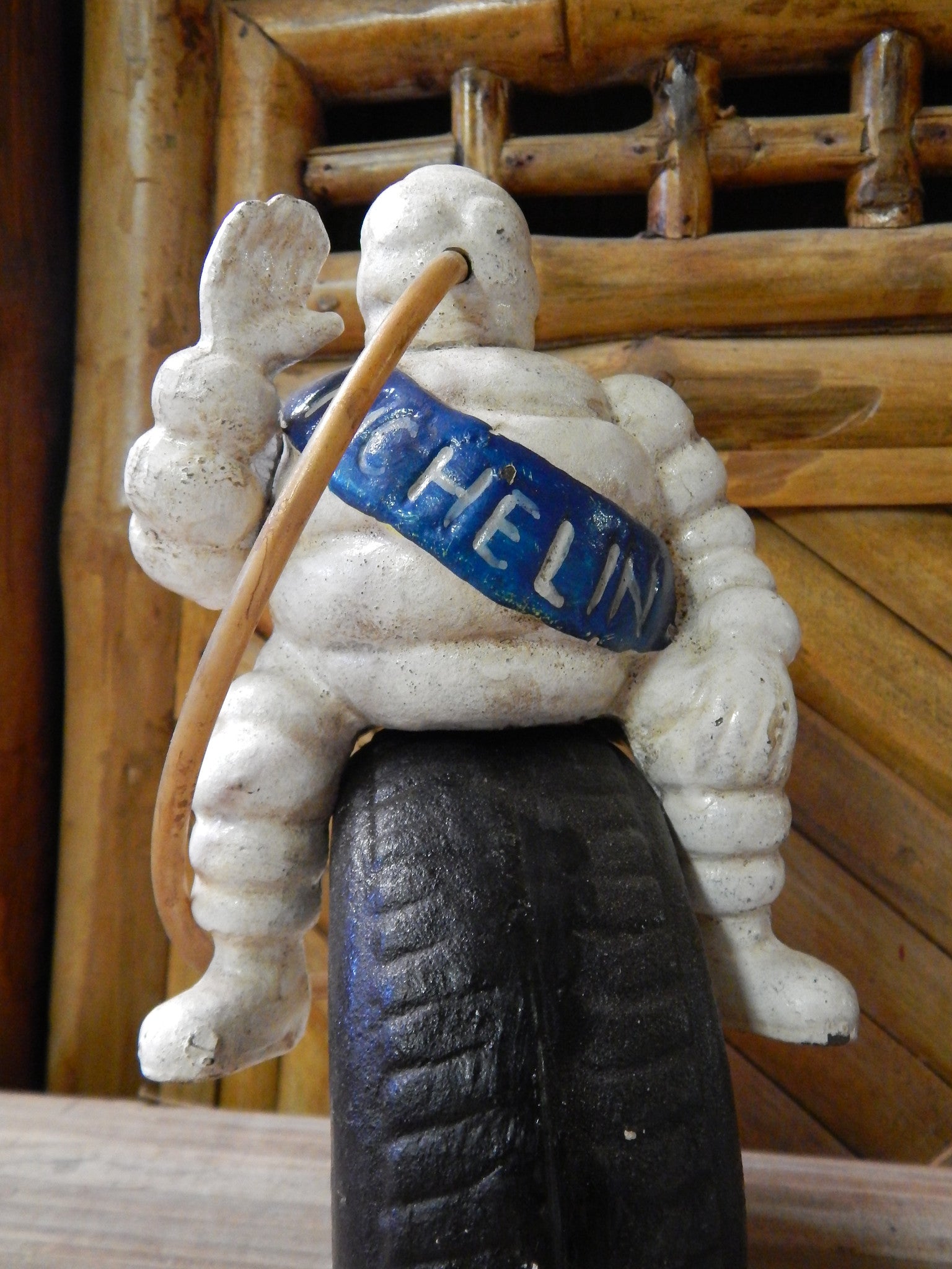 Michelin Figurine -Cast Iron Michelin Man Bibendum on Tire Advertising Piece-Jantiques LLC.