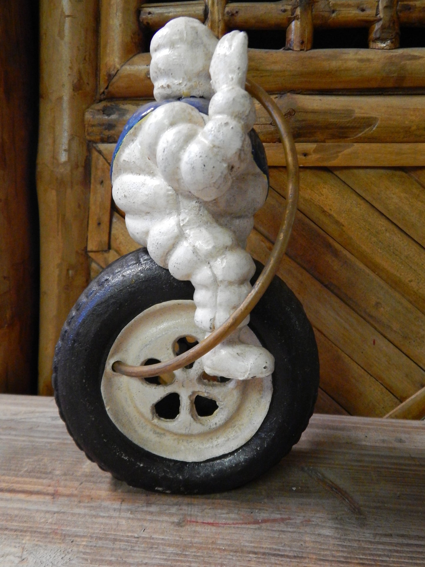 Michelin Figurine -Cast Iron Michelin Man Bibendum on Tire Advertising Piece-Jantiques LLC.