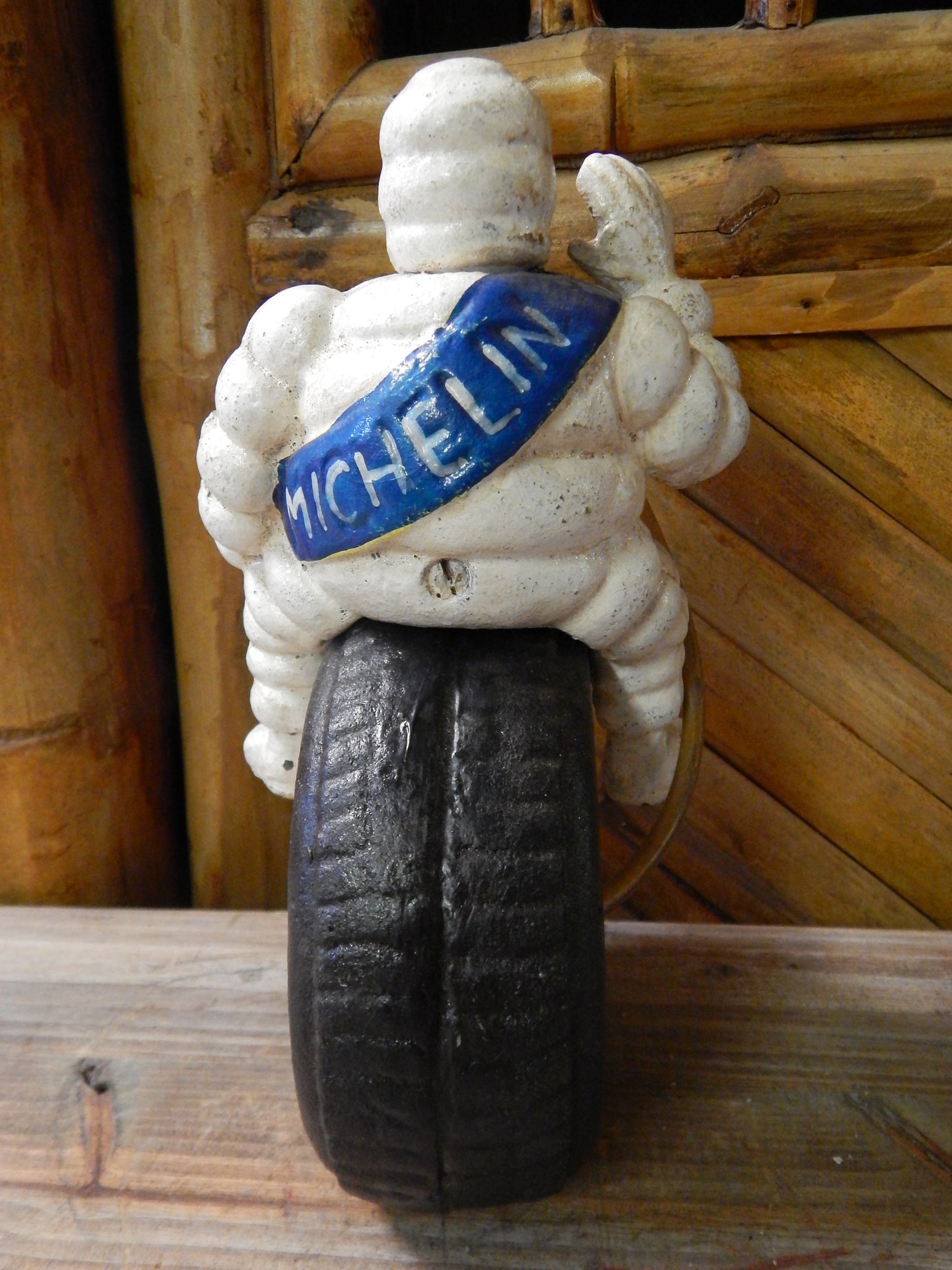 Michelin Figurine -Cast Iron Michelin Man Bibendum on Tire Advertising Piece-Jantiques LLC.