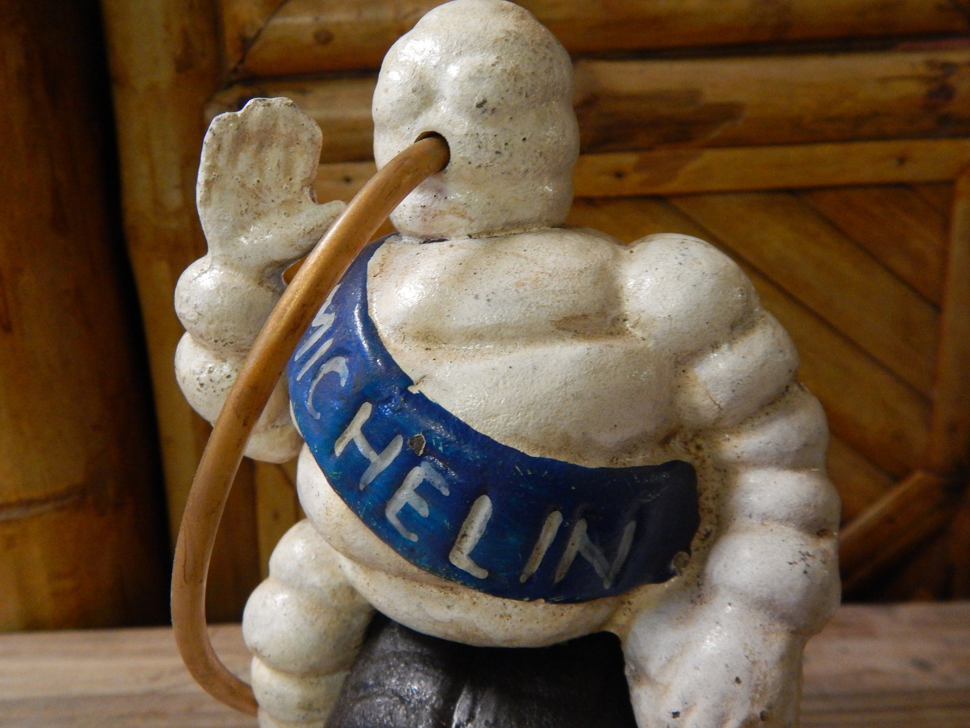 Michelin Figurine -Cast Iron Michelin Man Bibendum on Tire Advertising Piece-Jantiques LLC.