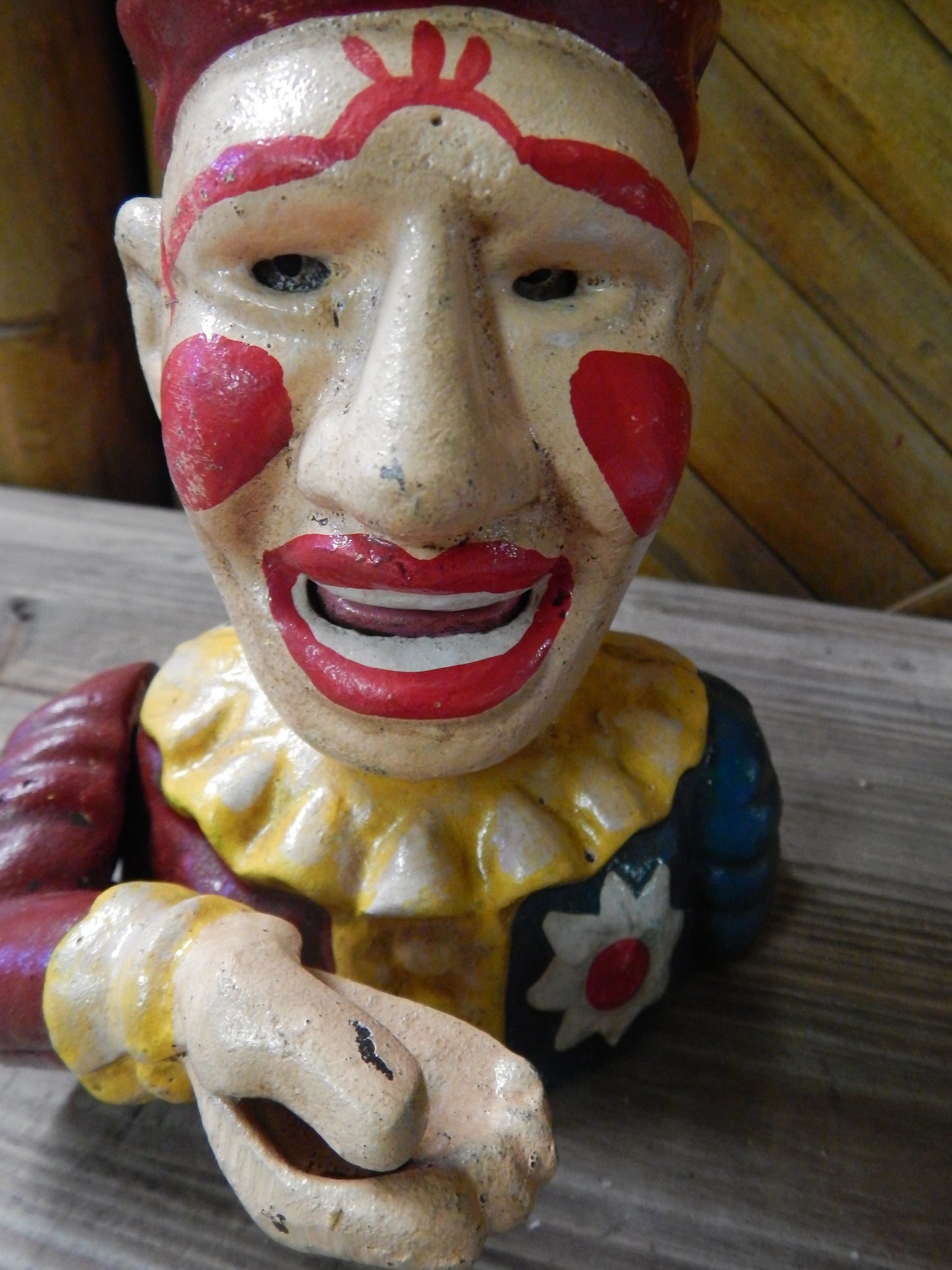 CLOWN Cast Iron Mechanical BANK Clown-Jantiques LLC.