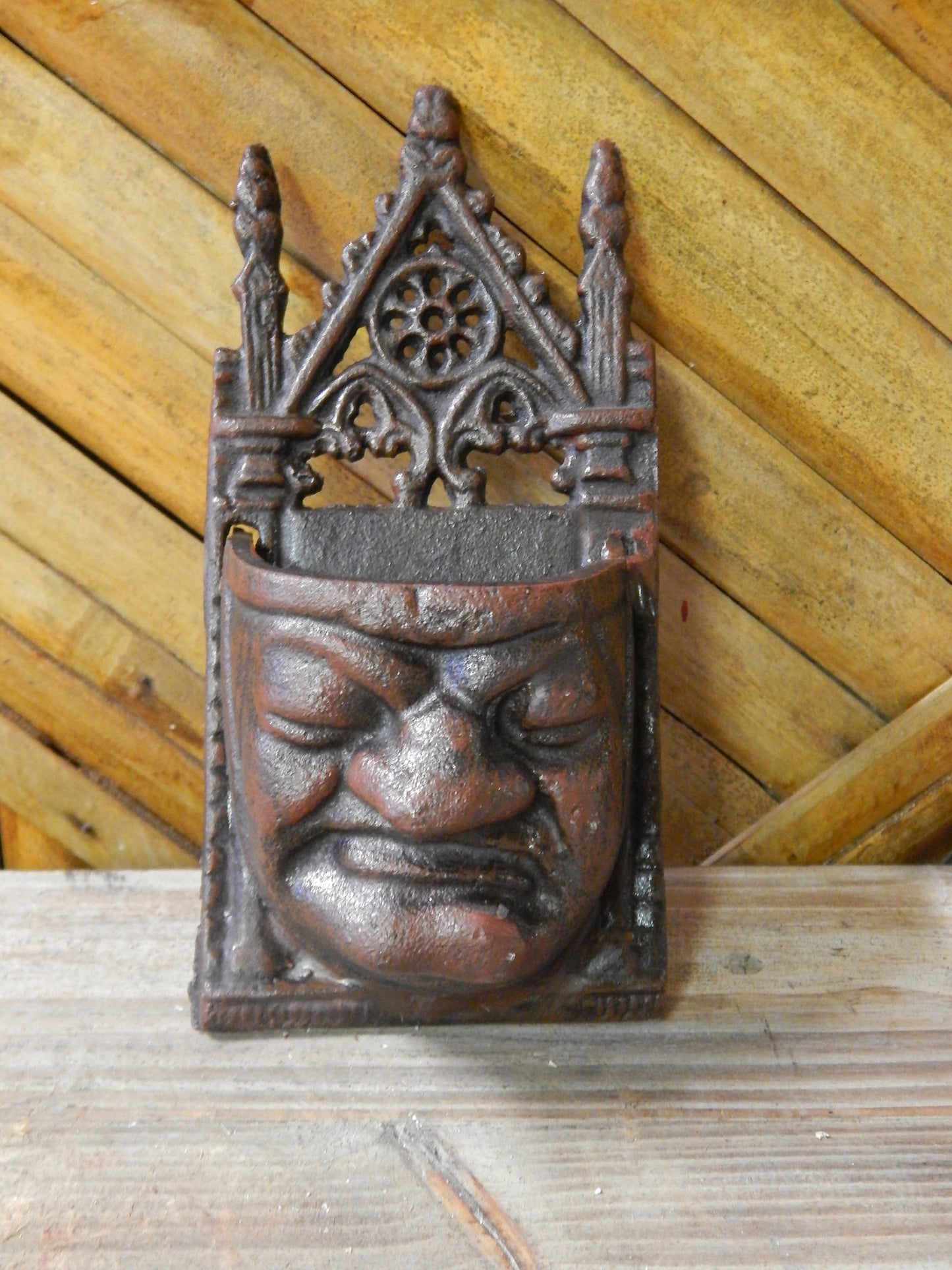 Cast Iron Wall Pocket - Gothic Grouchy Face-Jantiques LLC.