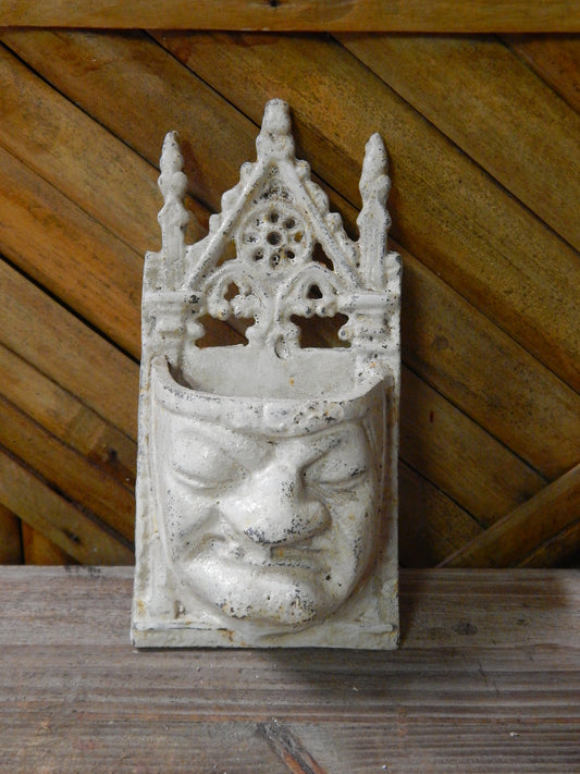 Cast Iron Wall Pocket - Gothic Grouchy White Face-Jantiques LLC.