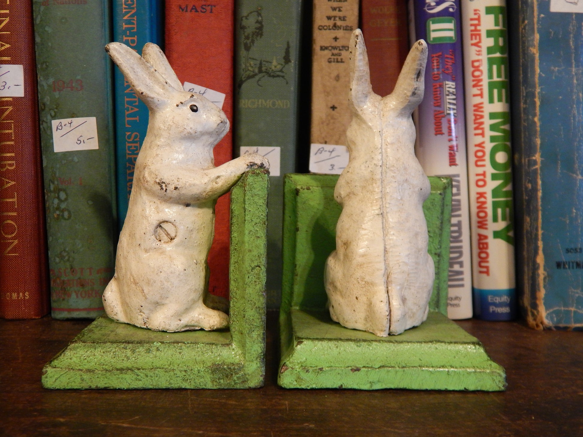 Book End - Cast Iron Pair Rabbit-Jantiques LLC.