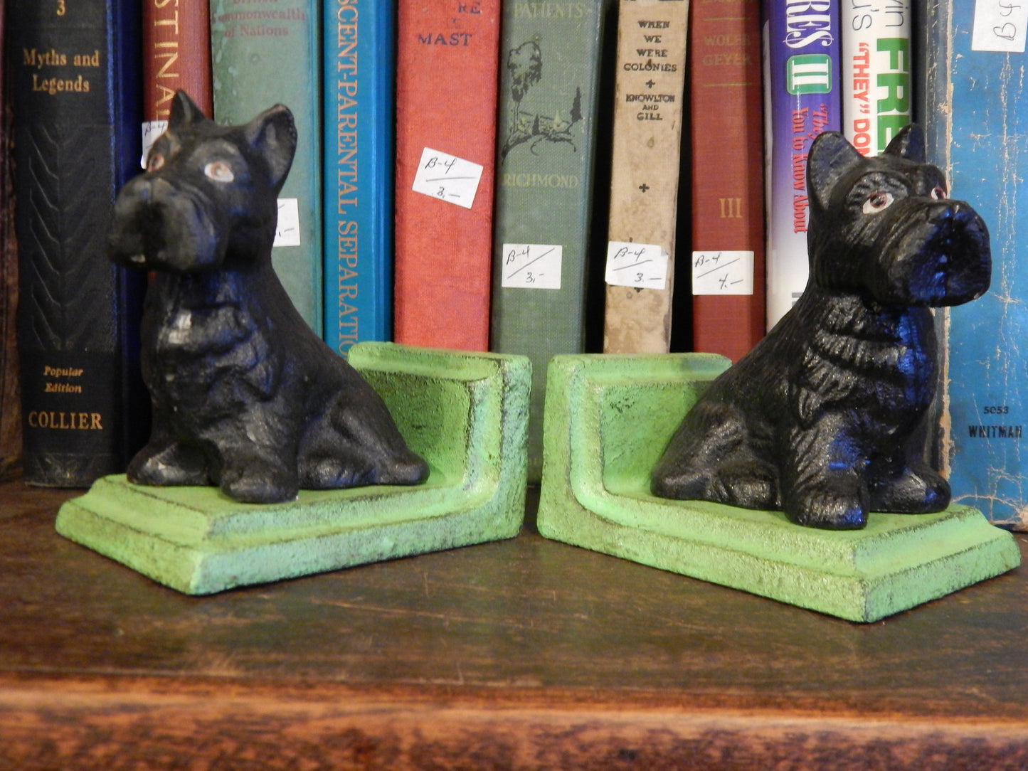 Book Ends - Cast Iron Pair Black Scottish Terrier-Jantiques LLC.