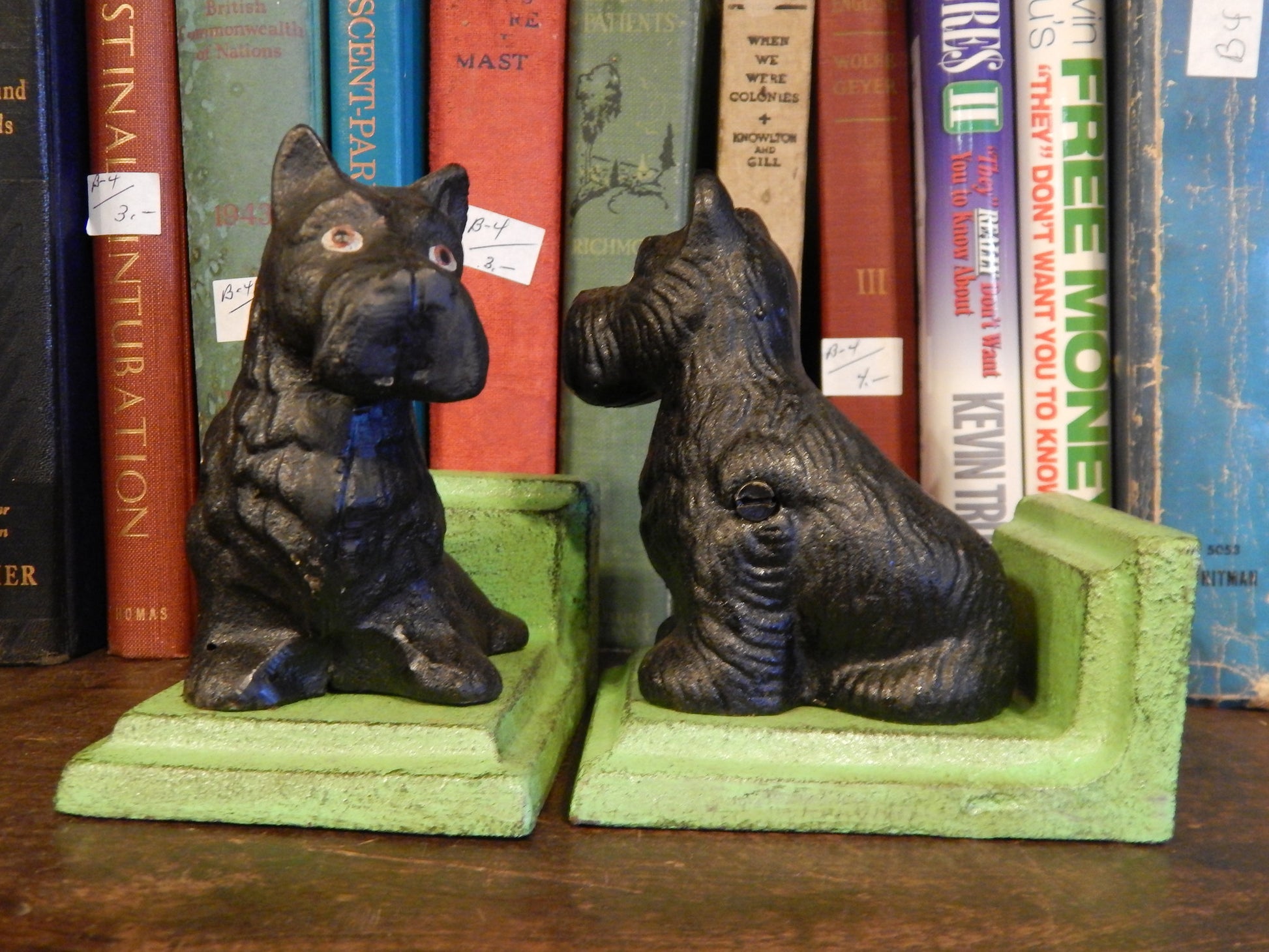 Book Ends - Cast Iron Pair Black Scottish Terrier-Jantiques LLC.