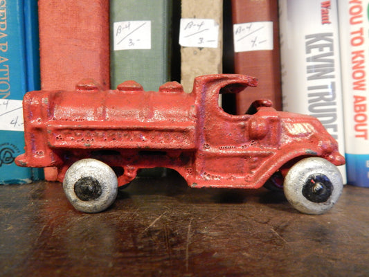 Cast Iron Truck- Hubley Oil Tank Truck Toy Red-Jantiques LLC.