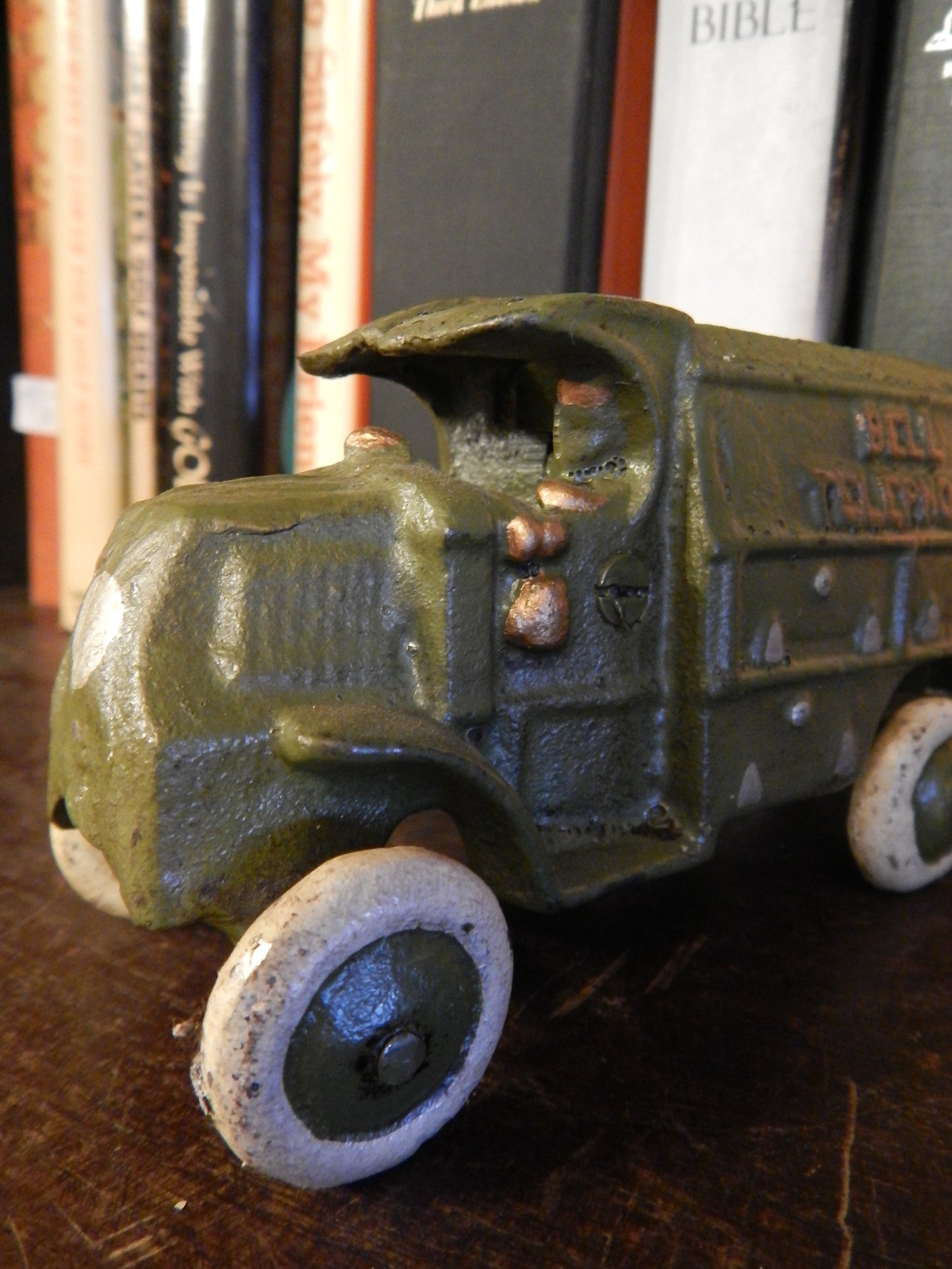 Cast Iron Truck - Hubley Green Telephone Truck Toy-Jantiques LLC.