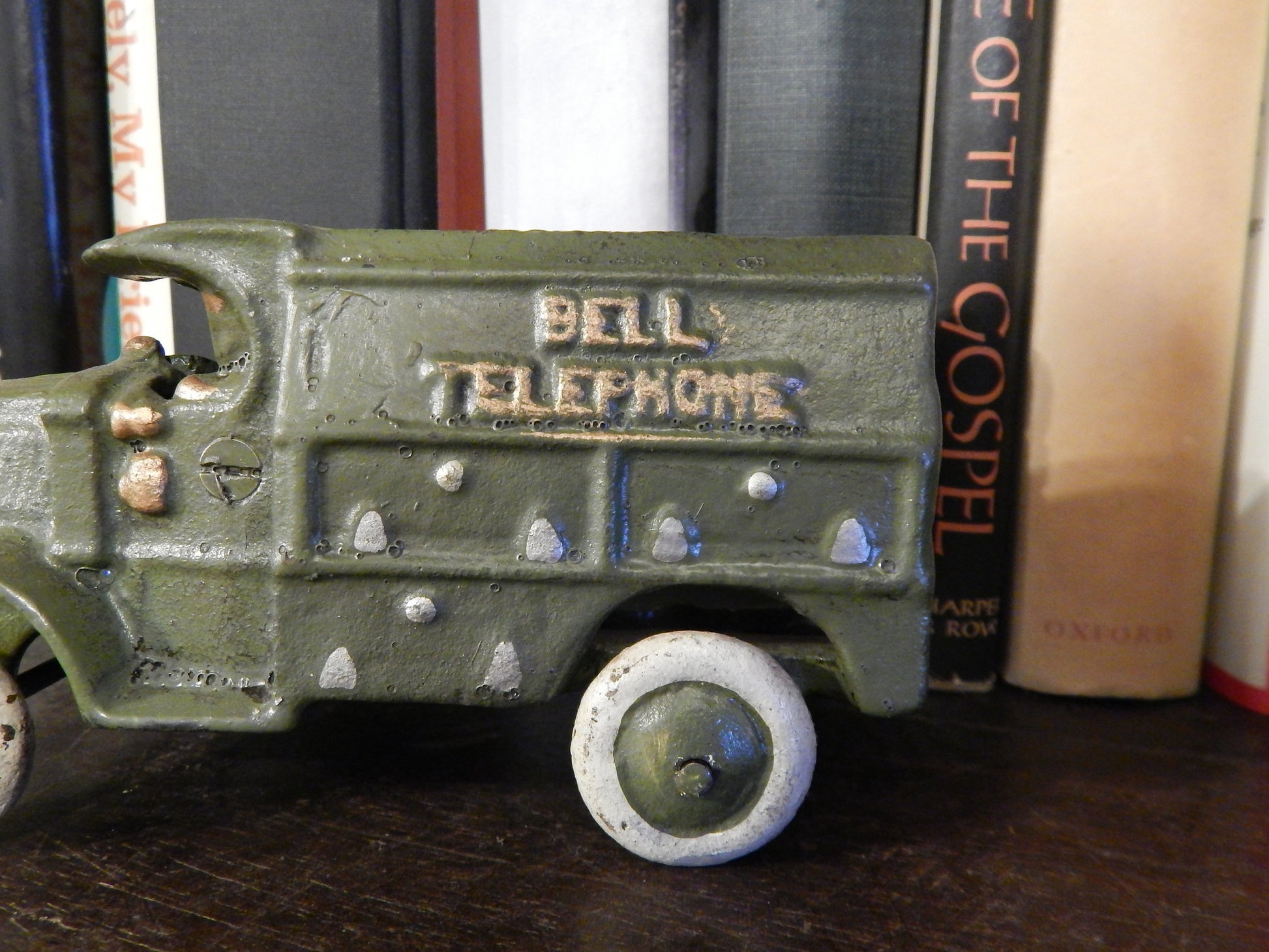 Cast Iron Truck - Hubley Green Telephone Truck Toy-Jantiques LLC.