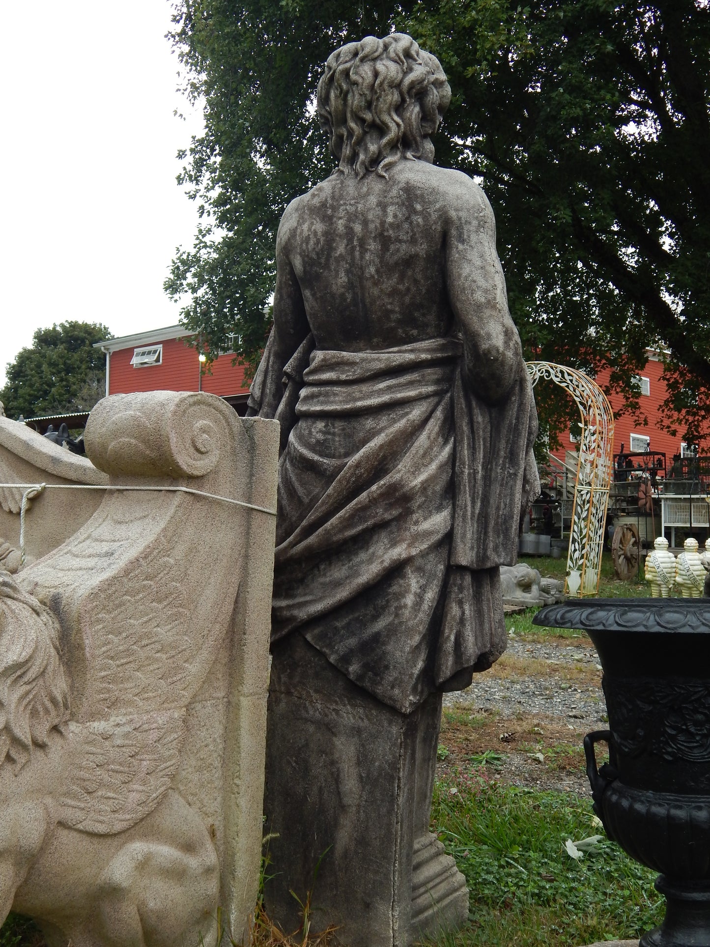 Fiberglass Statue - Pair Roman Stone Dust Set Hand Carved-Jantiques LLC.